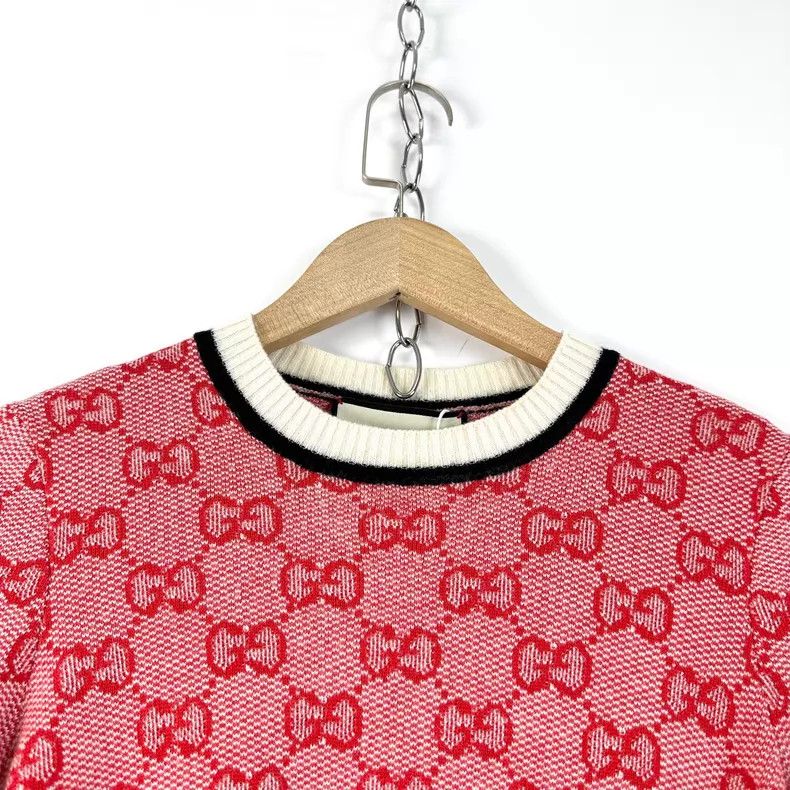 Gucci Gucci Red double G old flower logo knitted short sleeves Size XS / US 0-2 / IT 36-38 - 3 Thumbnail