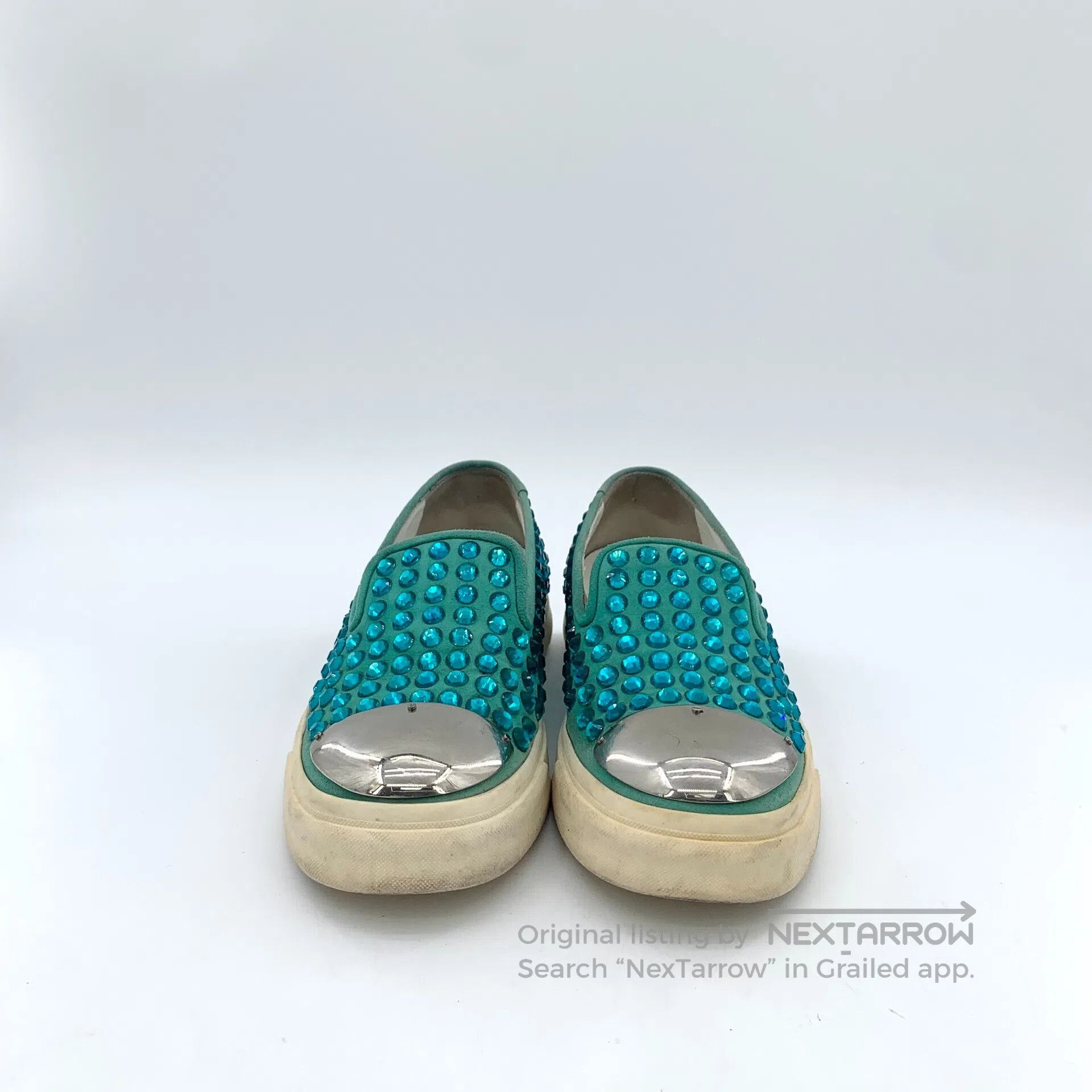 Giuseppe Zanotti Giuseppe Zanotti Green Full Crystal Casual Flat Loafers Lo Size US 7 / IT 37 - 3 Thumbnail