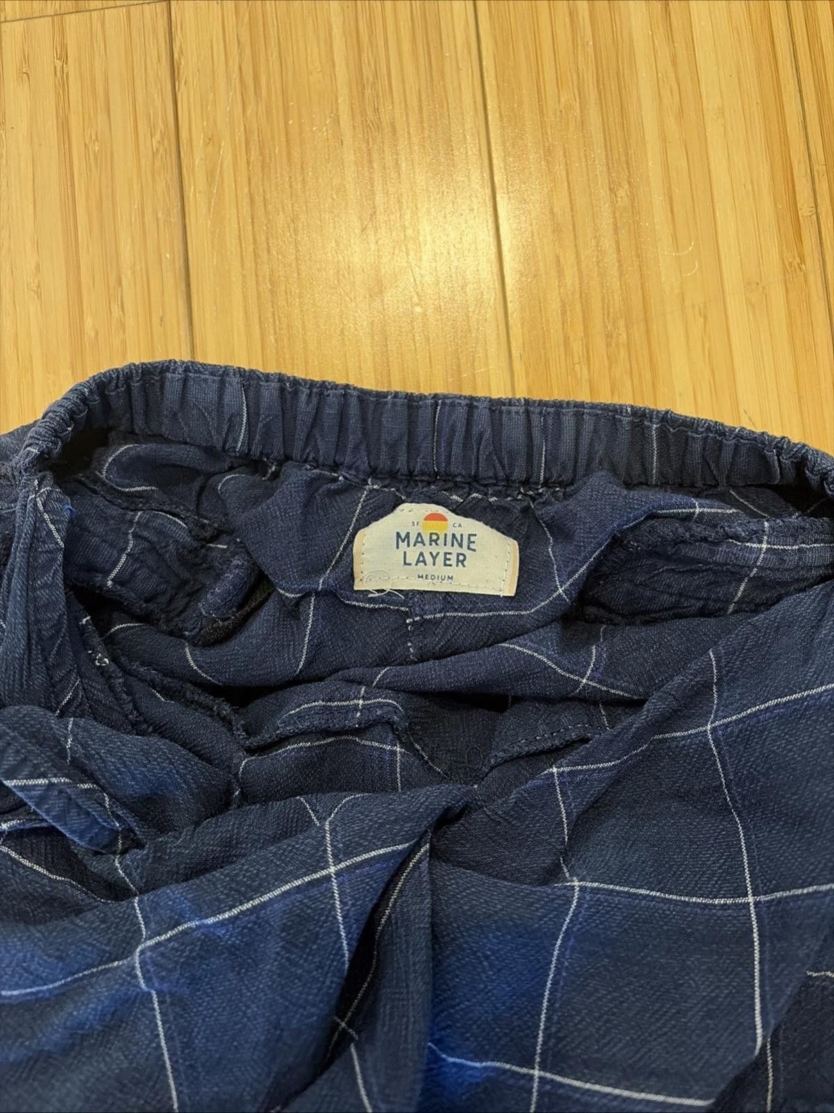 Marine Layer MARINE LAYER Windowpane Blue Jumpsuit Women's Medium Stretch Size 32" / US 10 / IT 46 - 6 Thumbnail