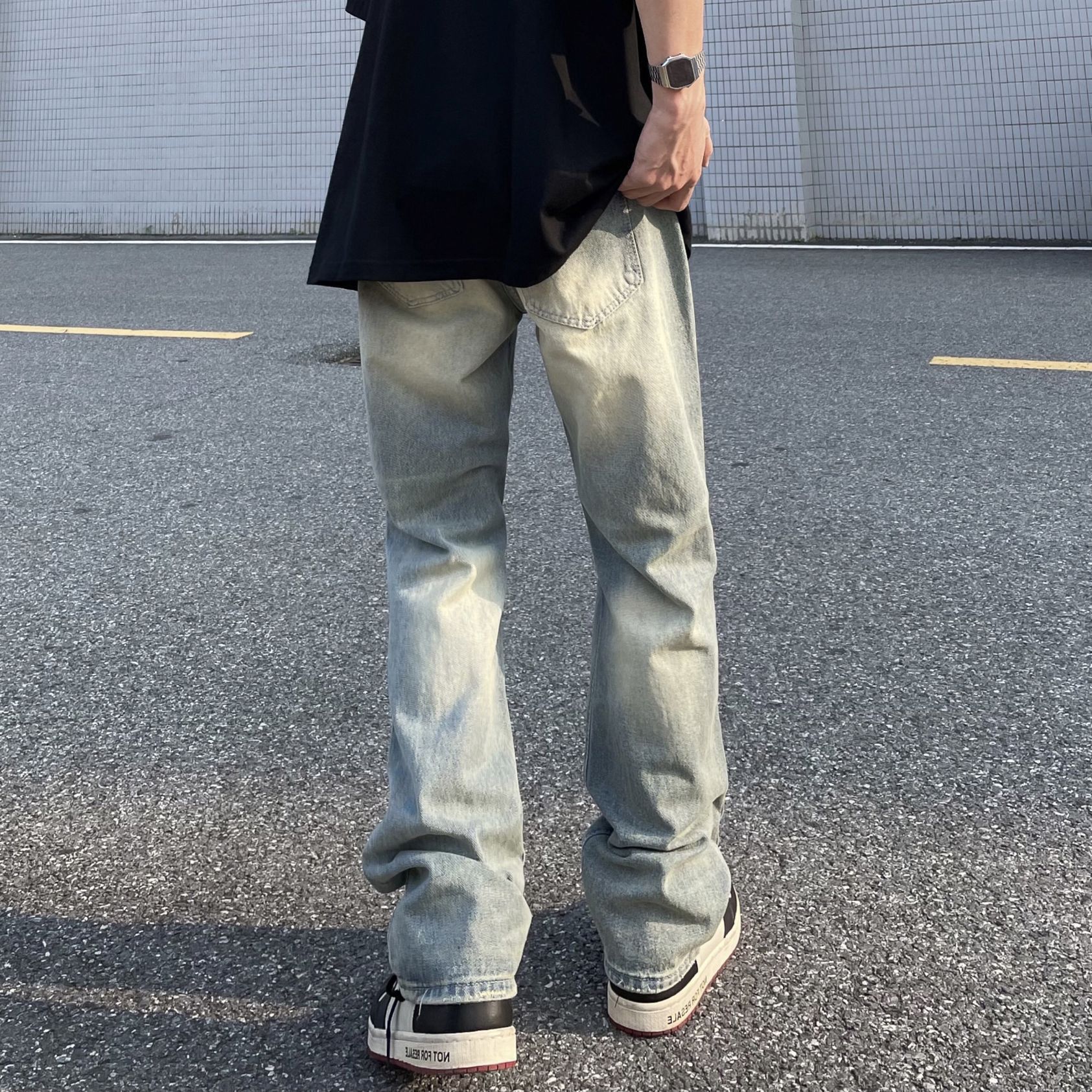 Vintage Men's High-Street Loose-Fit Straight-Leg Distressed Jeans Size US 32 / EU 48 - 2 Thumbnail