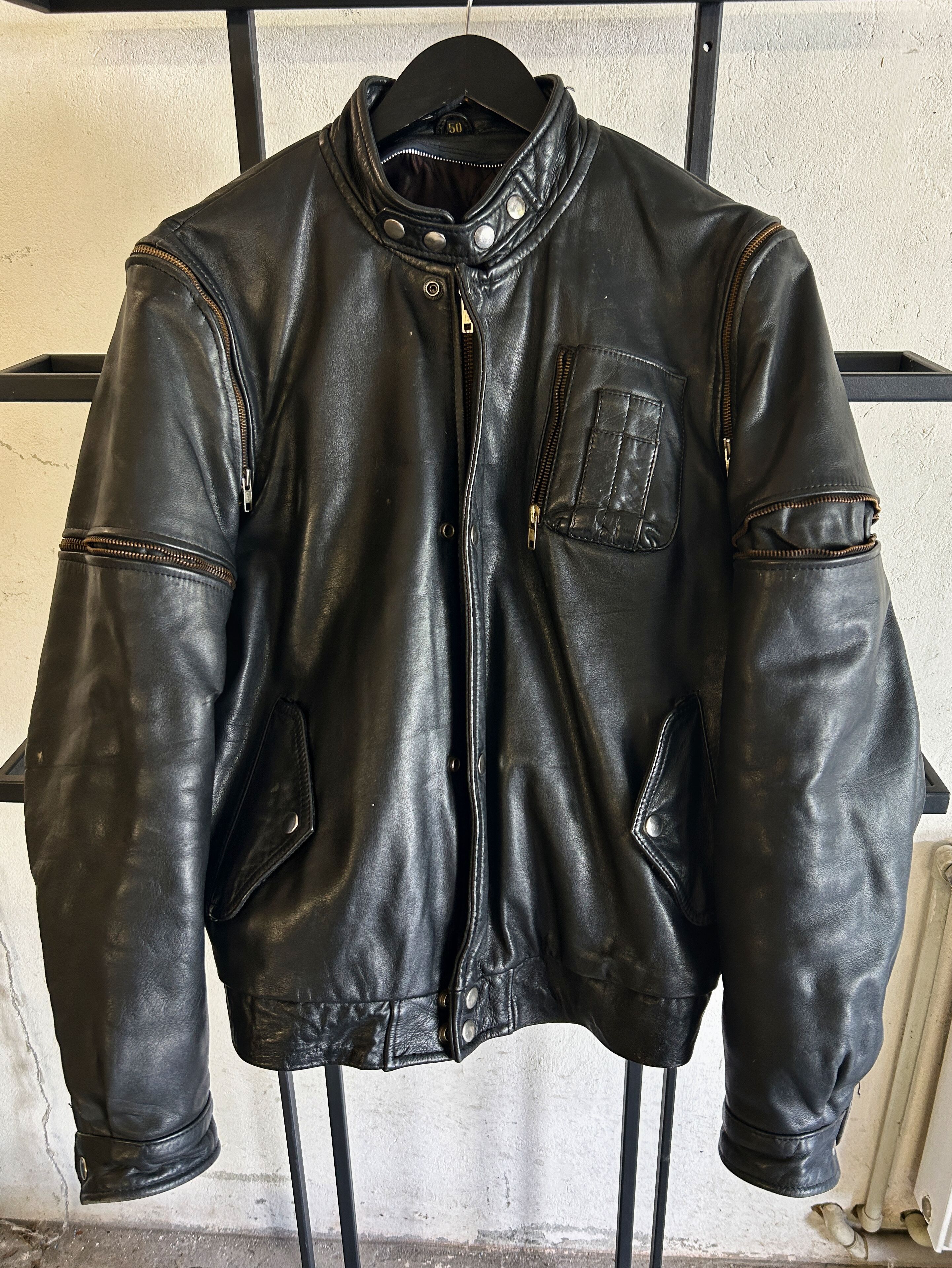 Japanese Brand Vintage Leather Cafe Racer Jacket Minimal Biker Style Size US M / EU 48-50 / 2 - 1 Thumbnail
