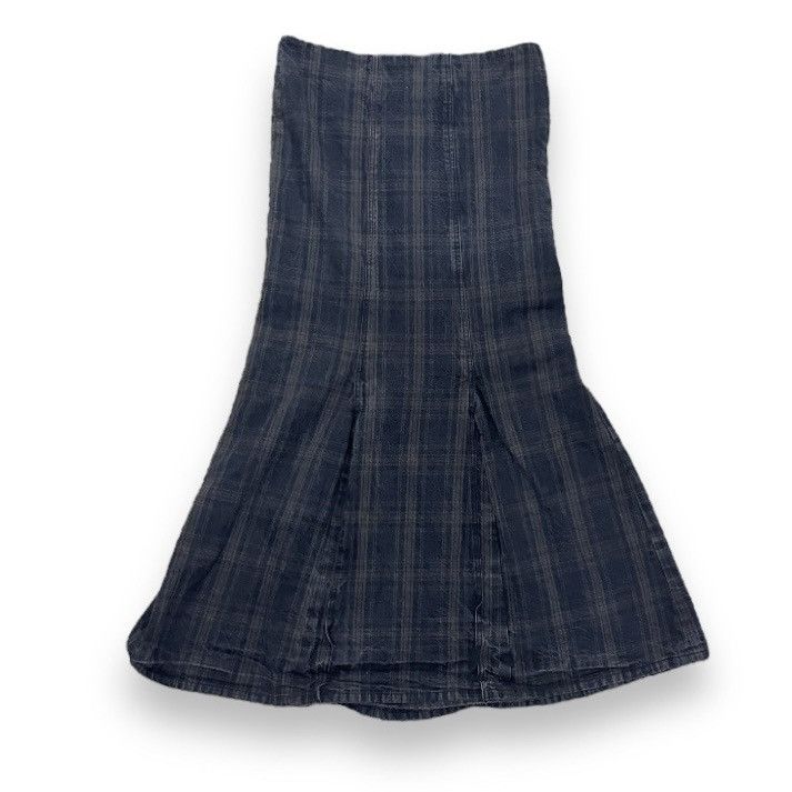 image of Vintage 90's Ozone Rocks Black Brown Plaid Denim Maxi Skirt, Women's (Size 31)