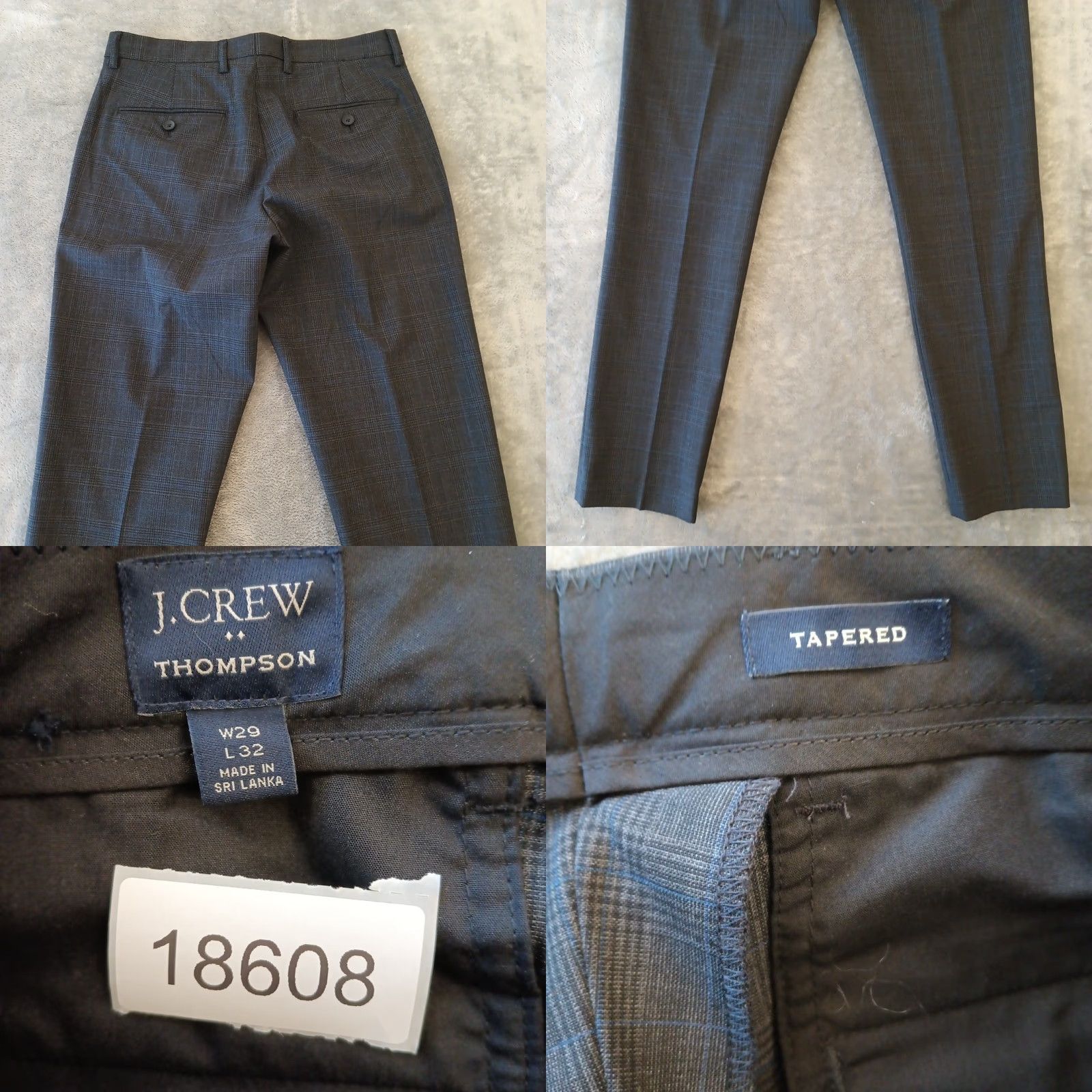 J.Crew J.Crew Dress Pants Mens 29 Tapered Gray Plaid Wool Blend 31x32 Size US 29 - 8 Thumbnail