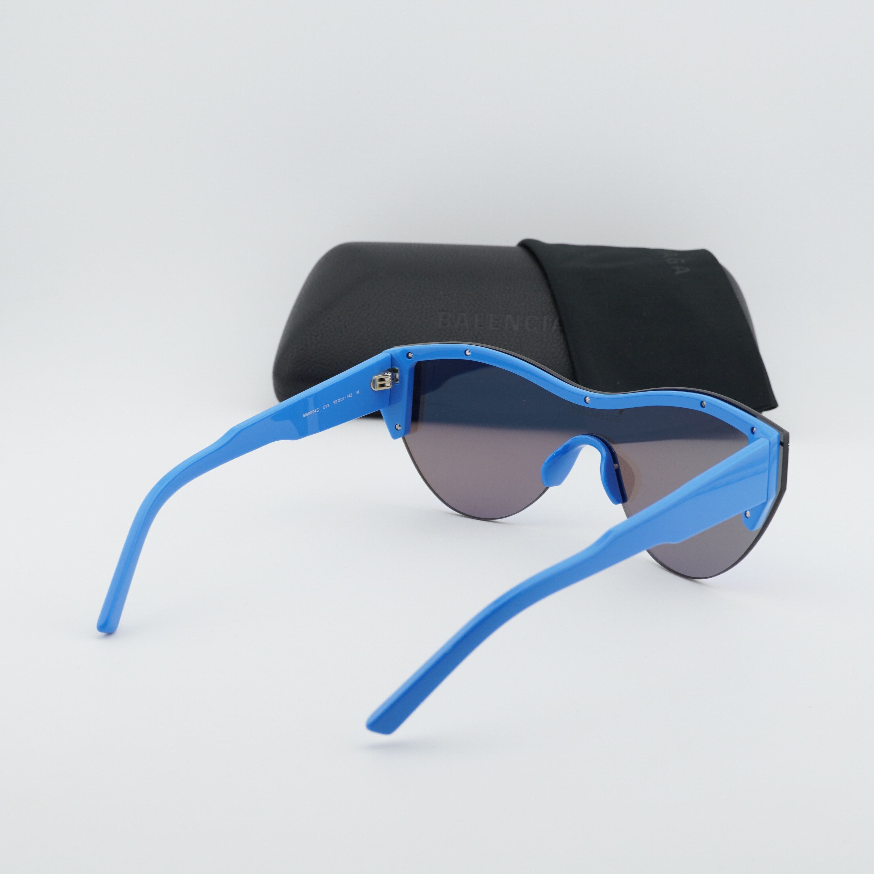 Balenciaga Balenciaga BB0004S 013 Semi Rim Sunglasses Blue Shield Frame Size ONE SIZE - 11 Thumbnail