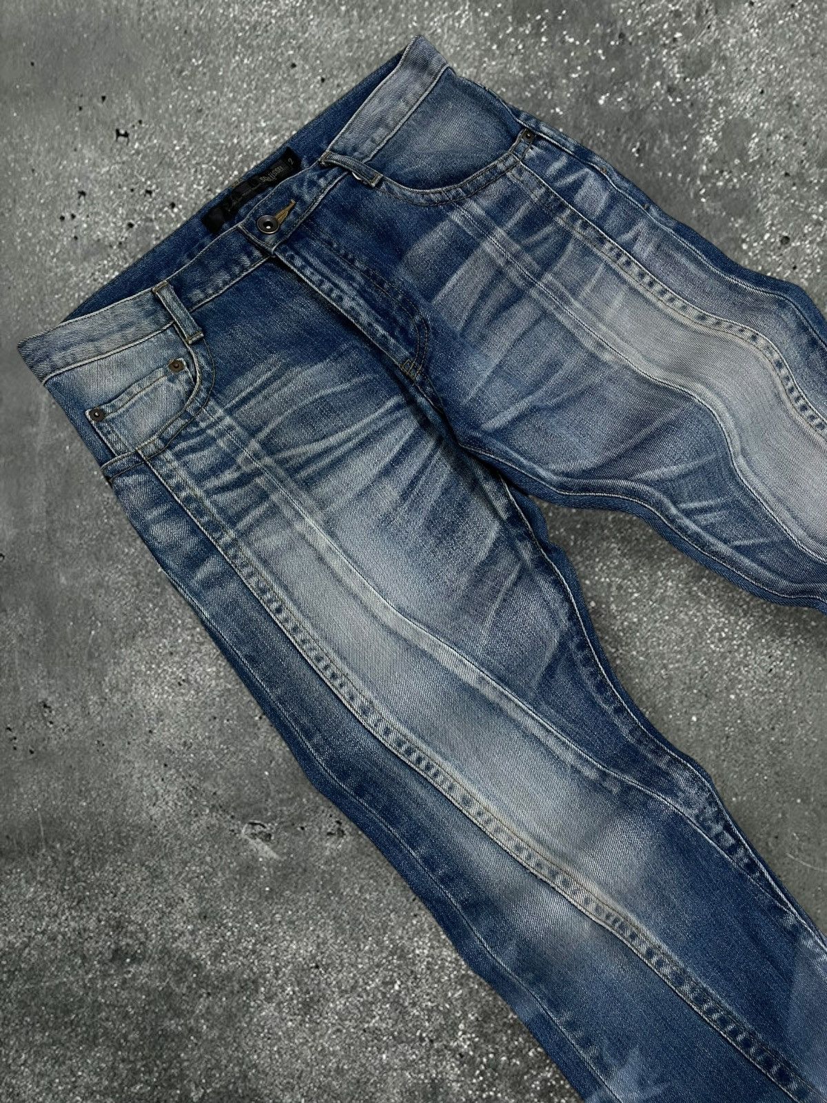 Le Grande Bleu (L.G.B.) Rare Vintage Designer Japan Schlussel Artwork Layered Denim Size US 31 - 6 Thumbnail
