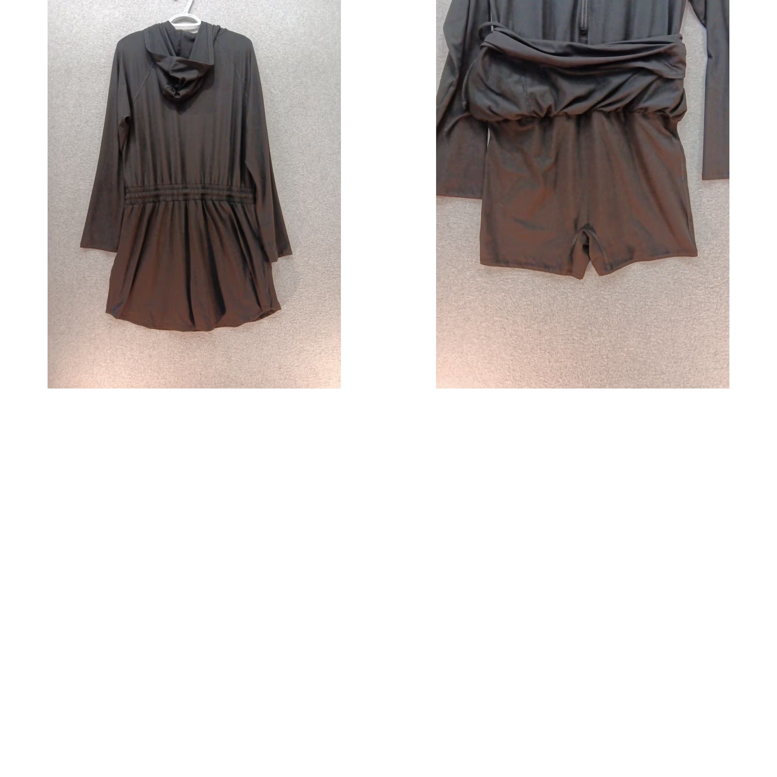 Vintage Rae Mode Women's Romper Hoodie Dress 2XL Black Long Sleeve Zipper Elastic Waist Drawstring Size XXL / US 16-18 / IT 52-54 - 9 Thumbnail