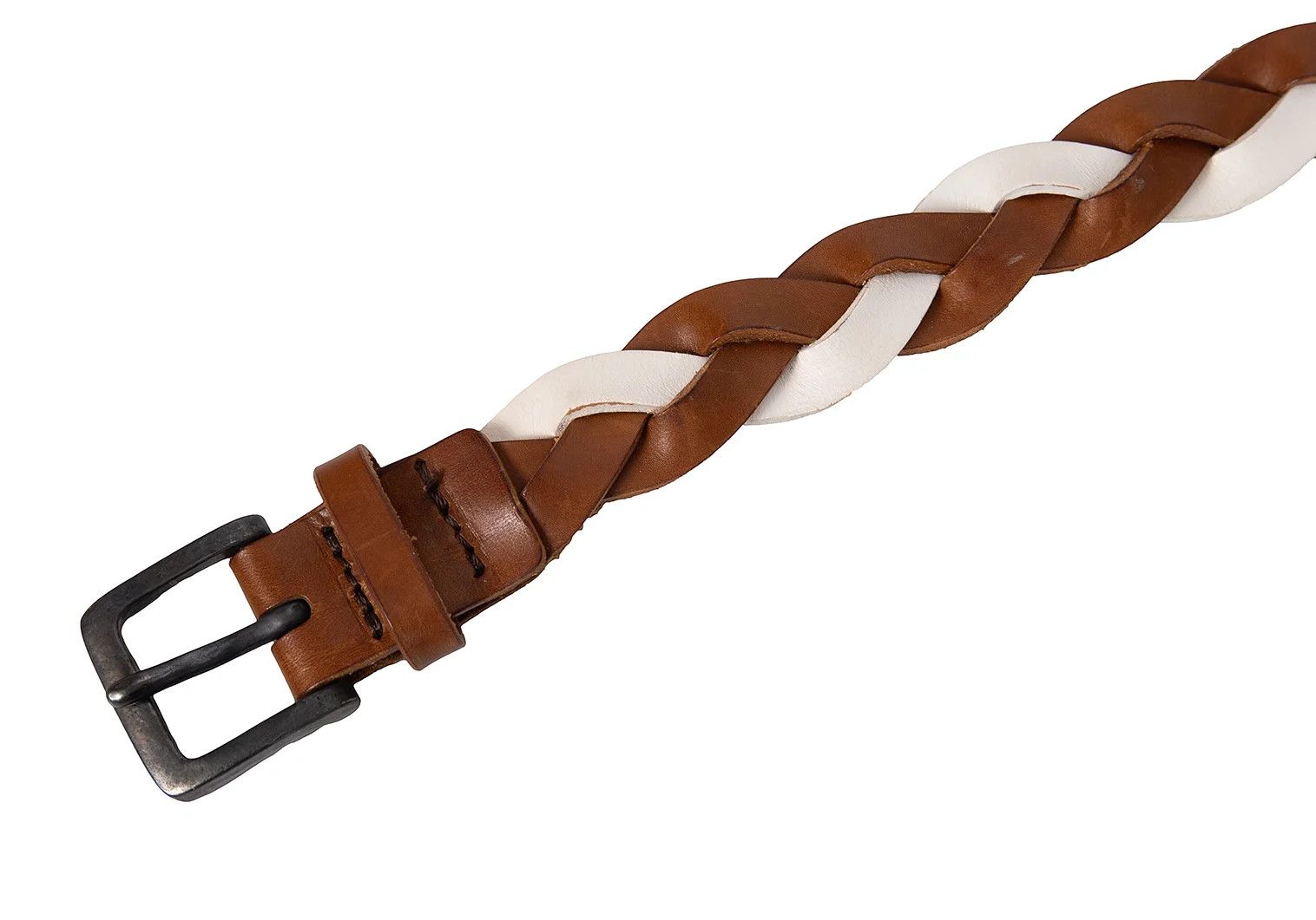 Jean Paul Gaultier Woven Leather Belt in White and Brown Size ONE SIZE - 3 Thumbnail