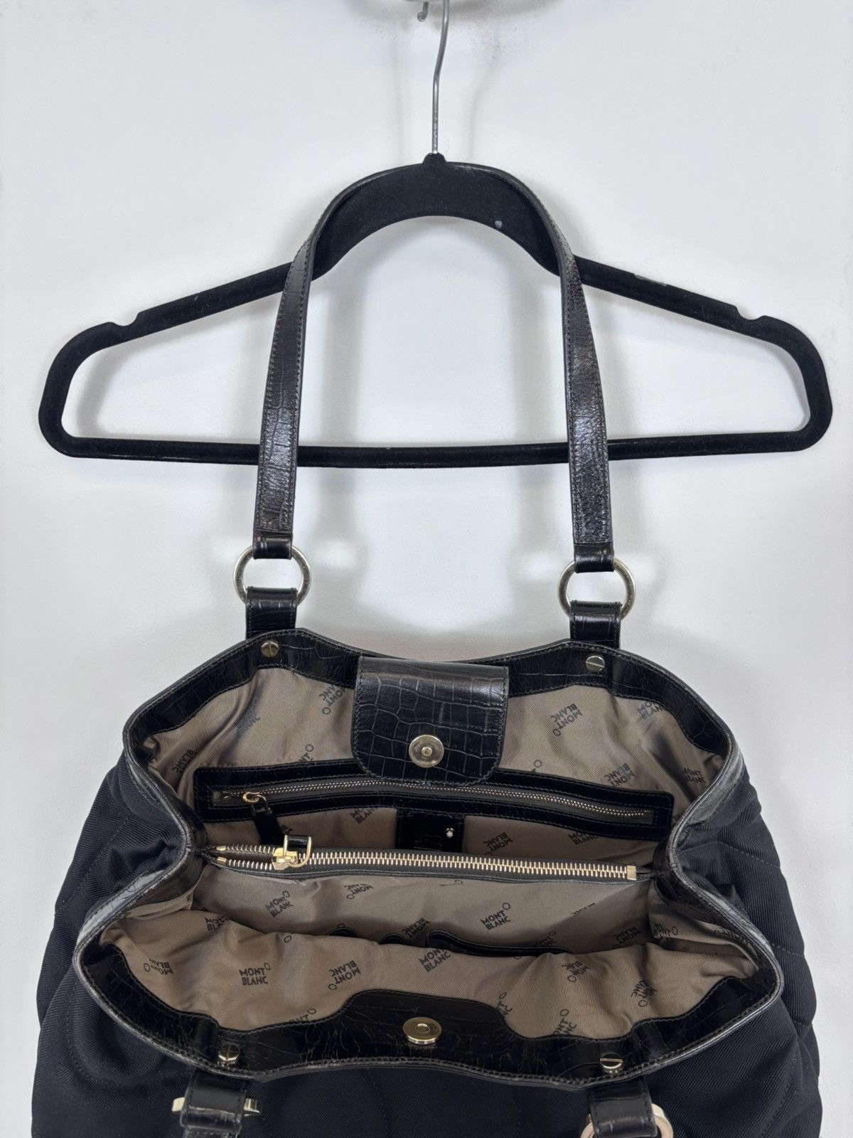 Montblanc Montblanc Starisma Black Canvas Leather Tote Handle Bag Size ONE SIZE - 7 Thumbnail