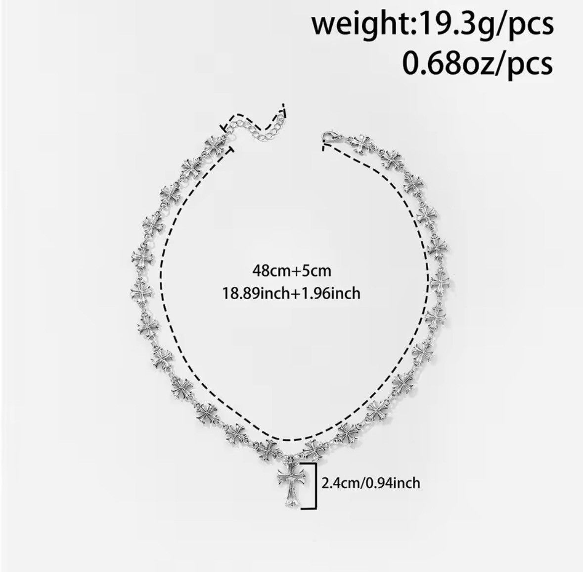 Jewelry Punk Cross Chain Pendant Necklace For Man Woman Size ONE SIZE - 3 Thumbnail