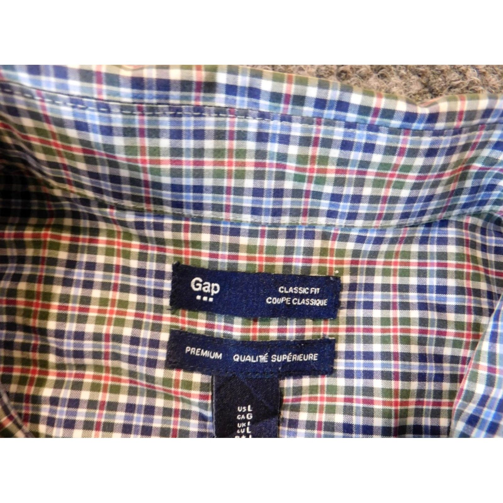 Gap Gap Shirt Button-Up Plaid Blue Casual Mens L Button-Down Collared Knit Cotton Long Sleeve Classic Vintage: No Size US L / EU 52-54 / 3 - 5 Thumbnail
