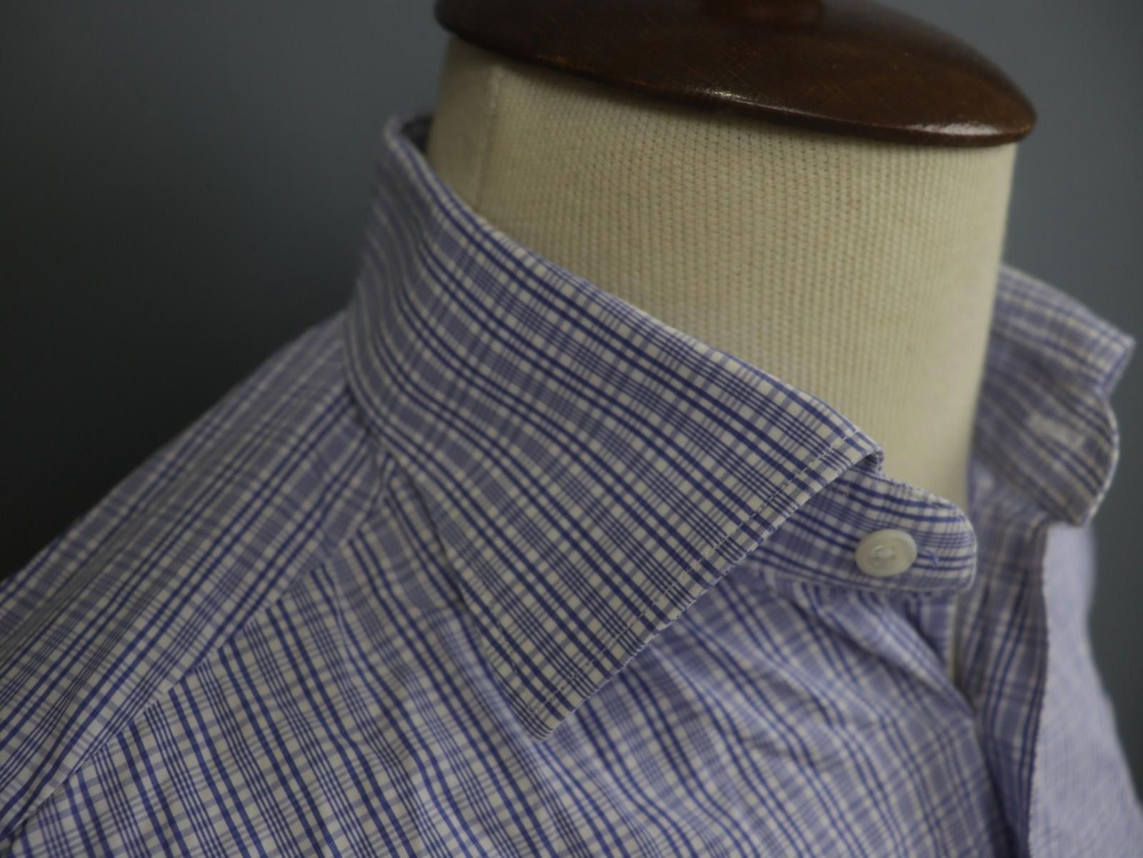 Ermenegildo Zegna Ermenegildo Zegna Blue Check 100% Dress Shirt Size 41 Size 38R - 5 Thumbnail