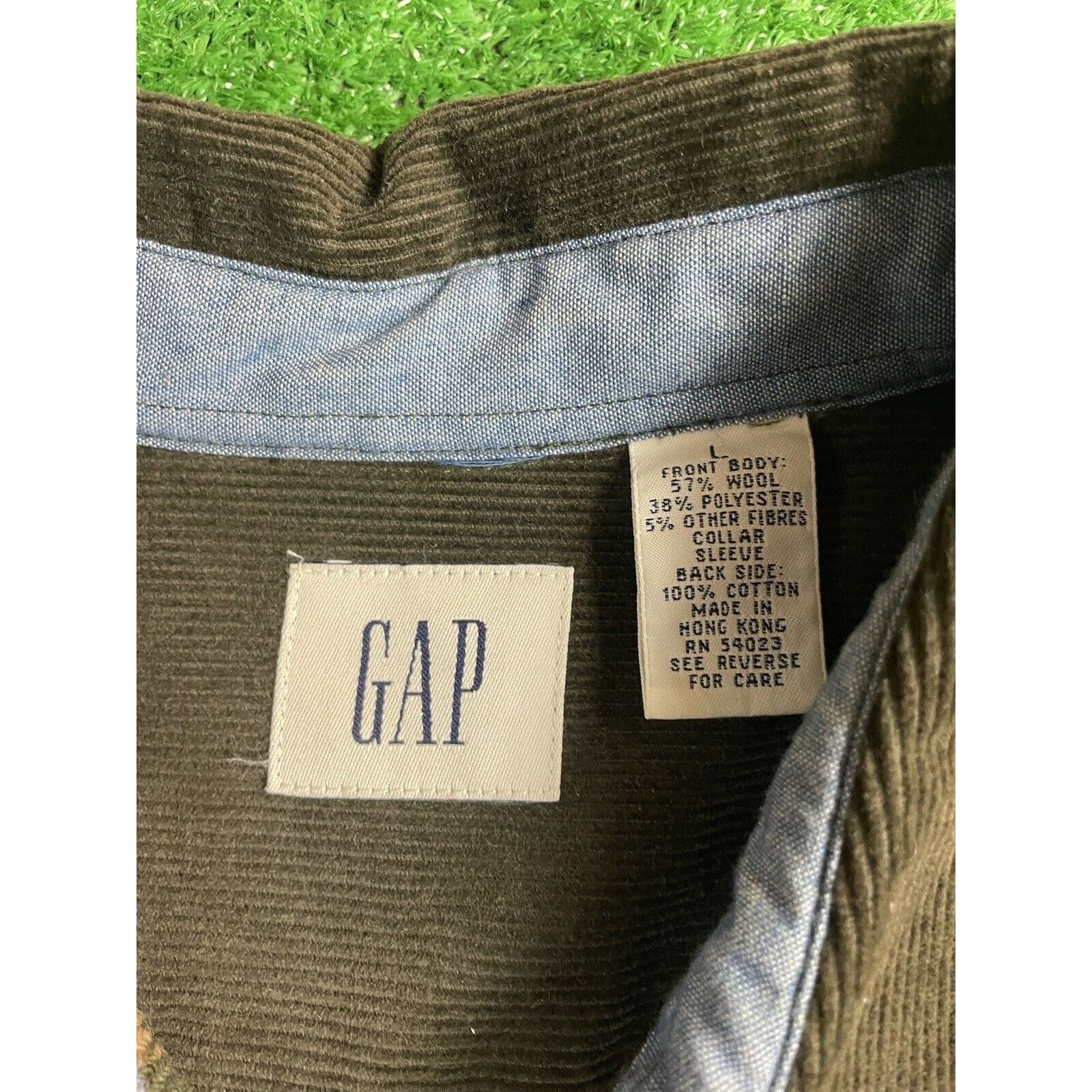 Gap Vintage 90s GAP Wool Corduroy Green Large Flannel Over Shirt Size US L / EU 52-54 / 3 - 2 Thumbnail