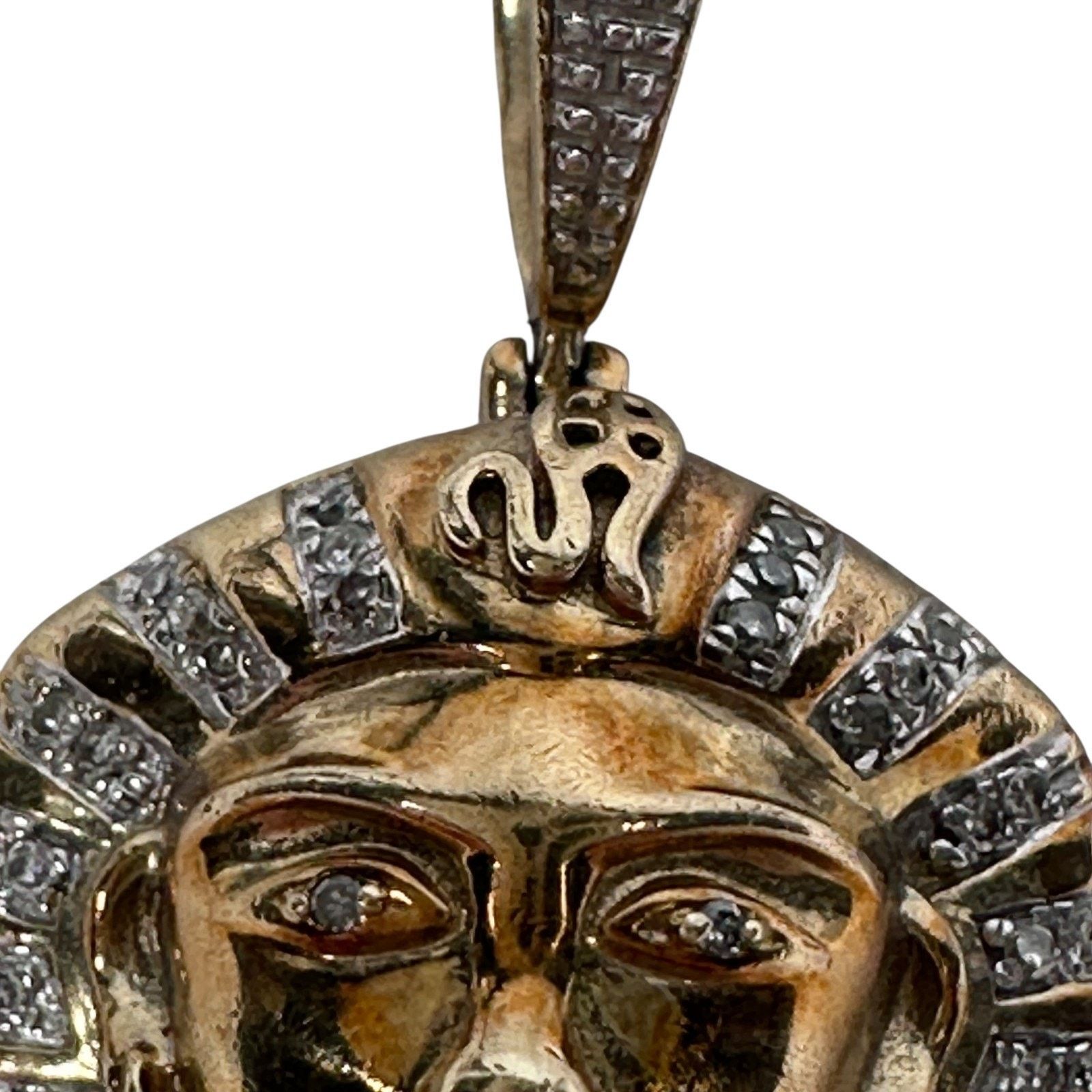 Other Joe Rodeo 10K Gold Pharaoh Diamond Pendant 30” Franco Chain Size 30 - 4 Thumbnail