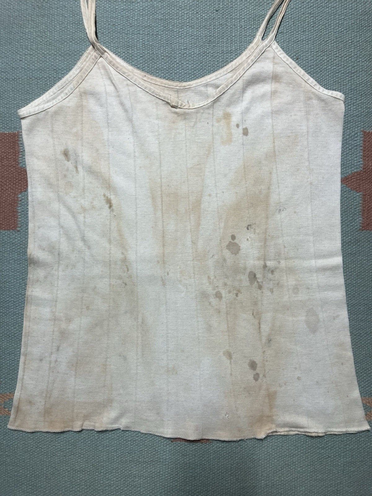Vintage 50s women’s ribbed tank top slip shirt cotton soft large Size S / US 4 / IT 40 - 2 Thumbnail