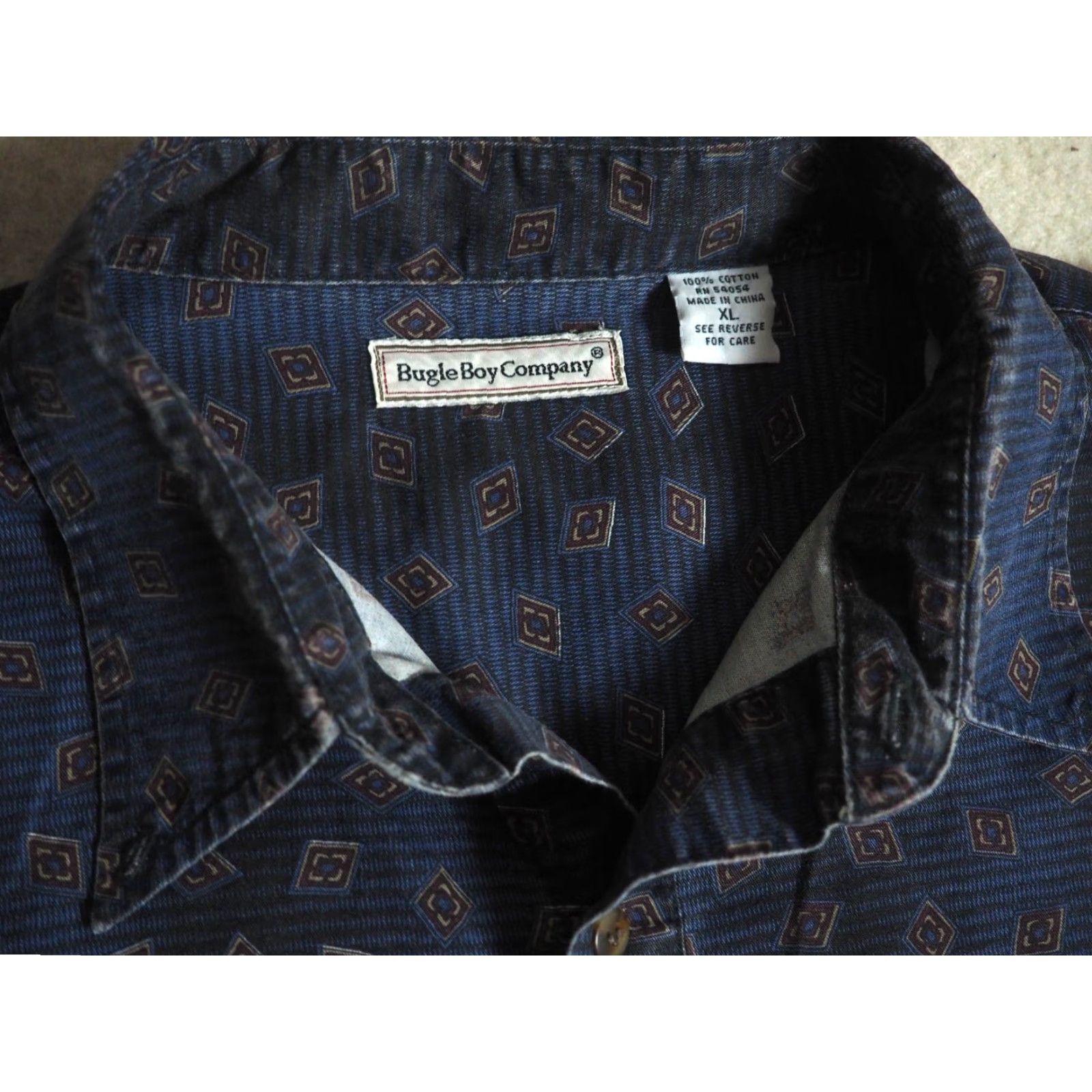 Bugle Boy VINTAGE Bugle Boy Shirt Mens XL Button-Front Long Sleeve Striped Geometric Pocketed Blue 90s Baggy 1990s Size US XL / EU 56 / 4 - 3 Thumbnail