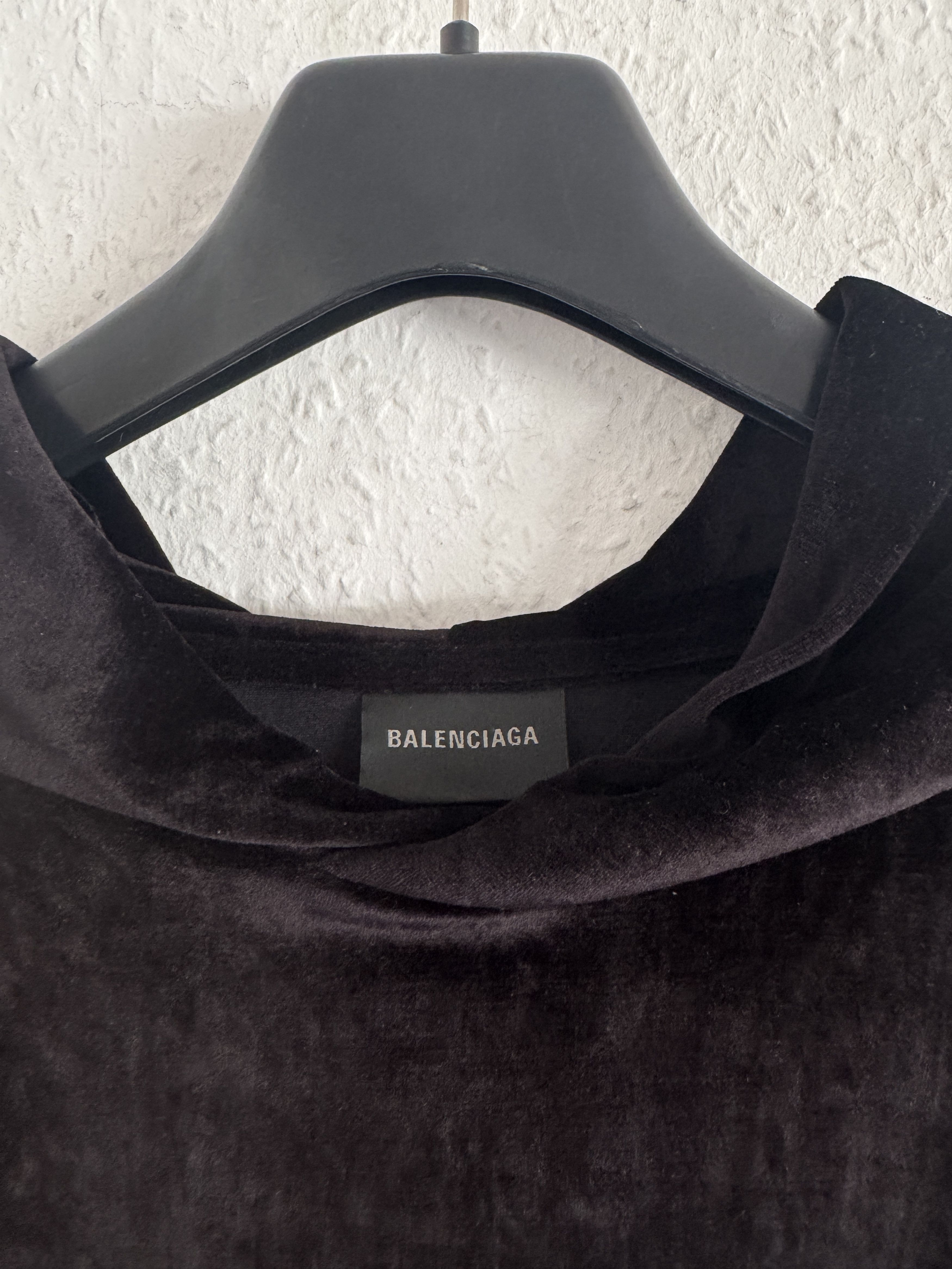 Balenciaga Velvet Oversized Hoodie Black Size US M / EU 48-50 / 2 - 6 Thumbnail