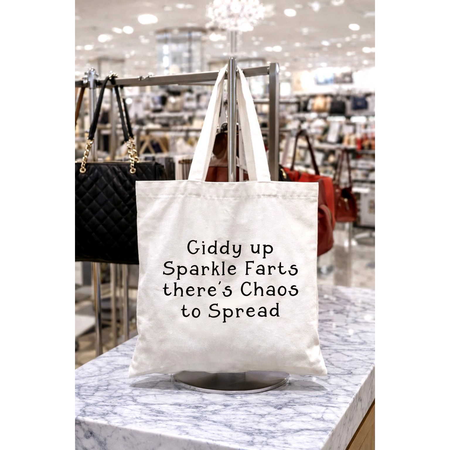 Other Tote Bag Funny Gift Shoulder Canvas Giddy Up Sparkle Farts Size ONE SIZE - 1 Thumbnail