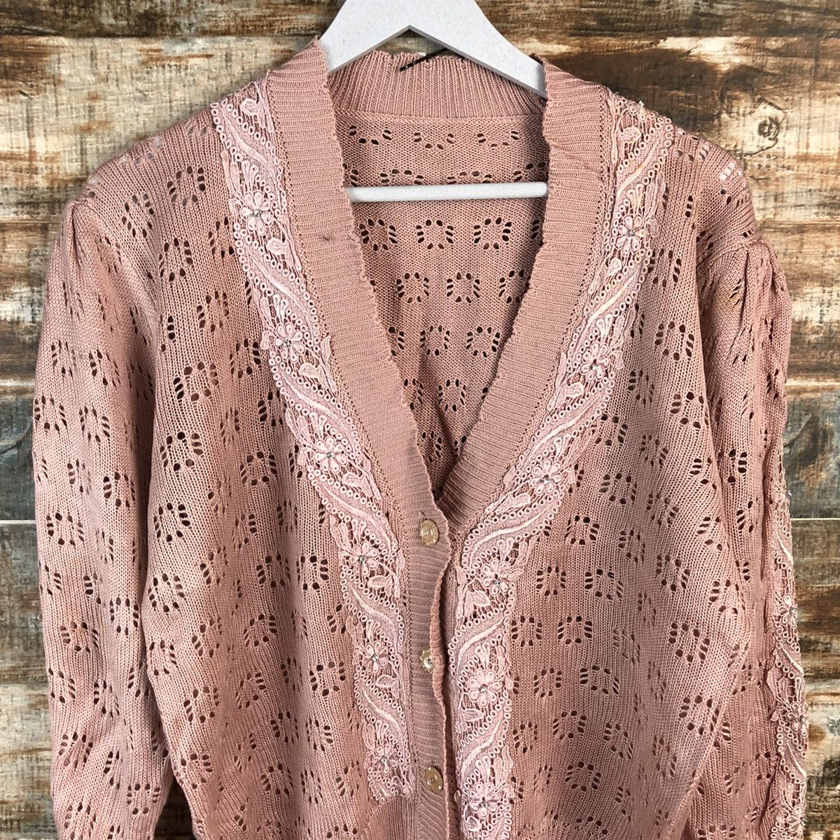 Homespun Knitwear × Japanese Brand × Vintage DL Japan vintage Pink Cardigan Knitwear #C463 Size M / US 6-8 / IT 42-44 - 5 Thumbnail