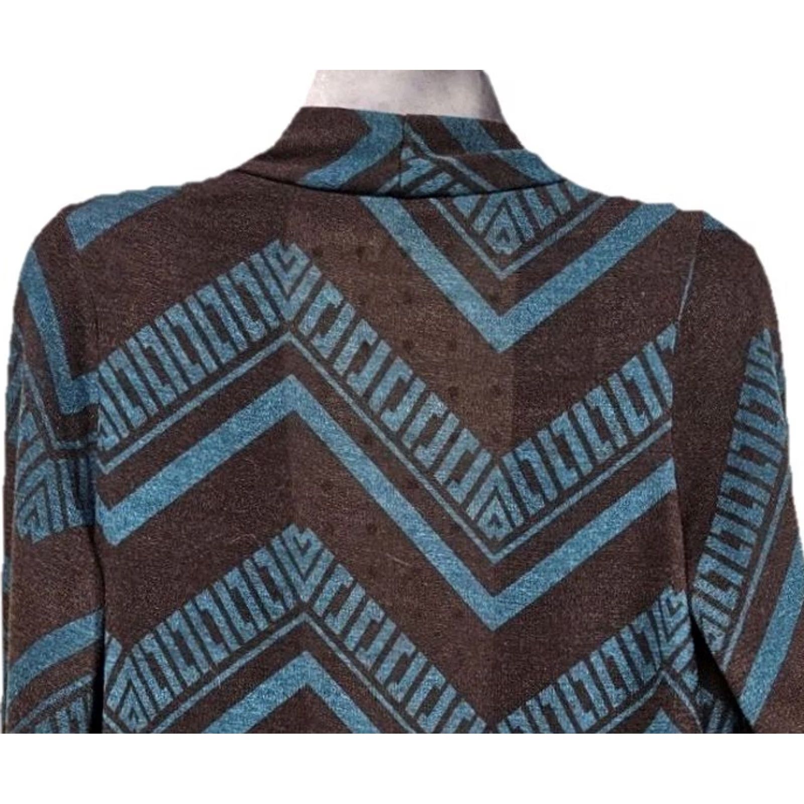 Vintage Fascination Cardigan Geometric Aztec Open Front Women M Boho Casual Blue Mens? Size M / US 6-8 / IT 42-44 - 5 Thumbnail