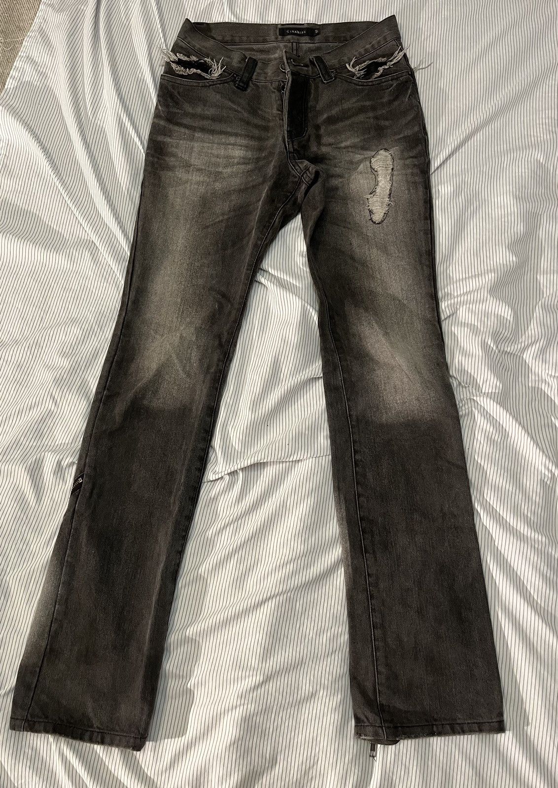 image of Civarize x Ppfm Bootcut Banana Zip Jeans in Black, Men's (Size 28)