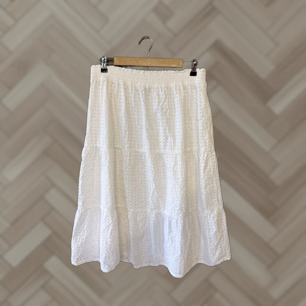 Lands' End Lands' End Maxi Skirt White Long Pull On Womens M Size Medium Size 32" / US 10 / IT 46 - 1 Thumbnail