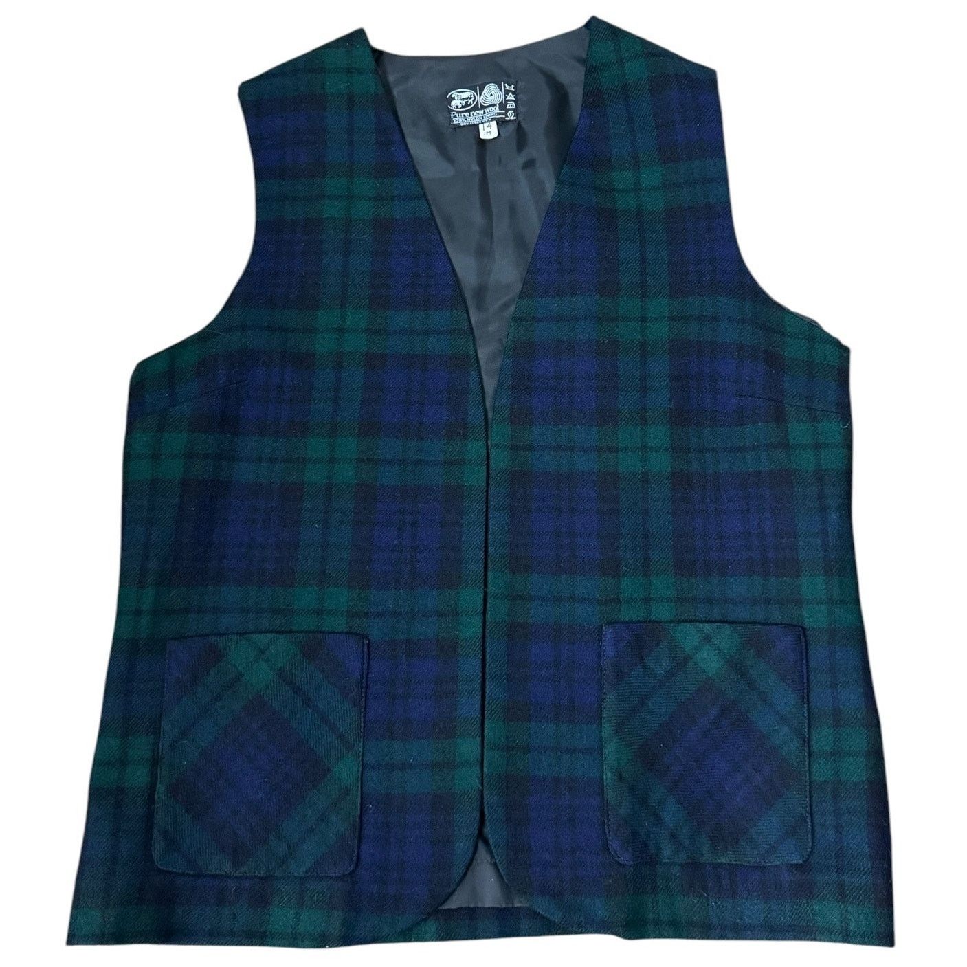 Vintage Vtg Plaid Green wool open front pocketed vest lined medium Size M / US 6-8 / IT 42-44 - 15 Thumbnail