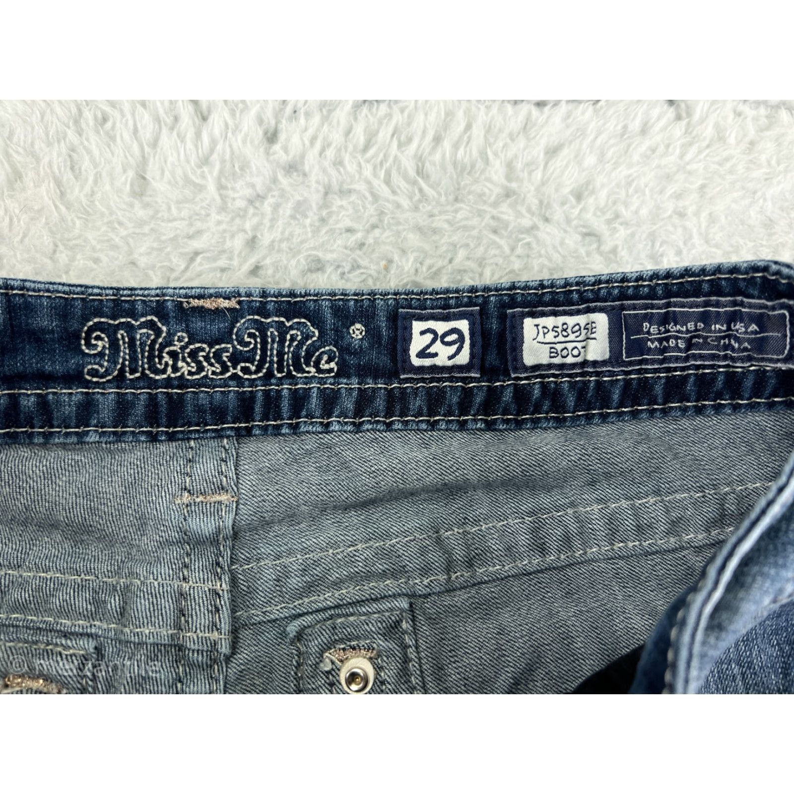Miss Me Miss Me Women Jeans Blue Denim Bootcut 29 Pockets Embroidered Western Stretch Cotton Denim Bling Vintage No Size 29" - 4 Thumbnail