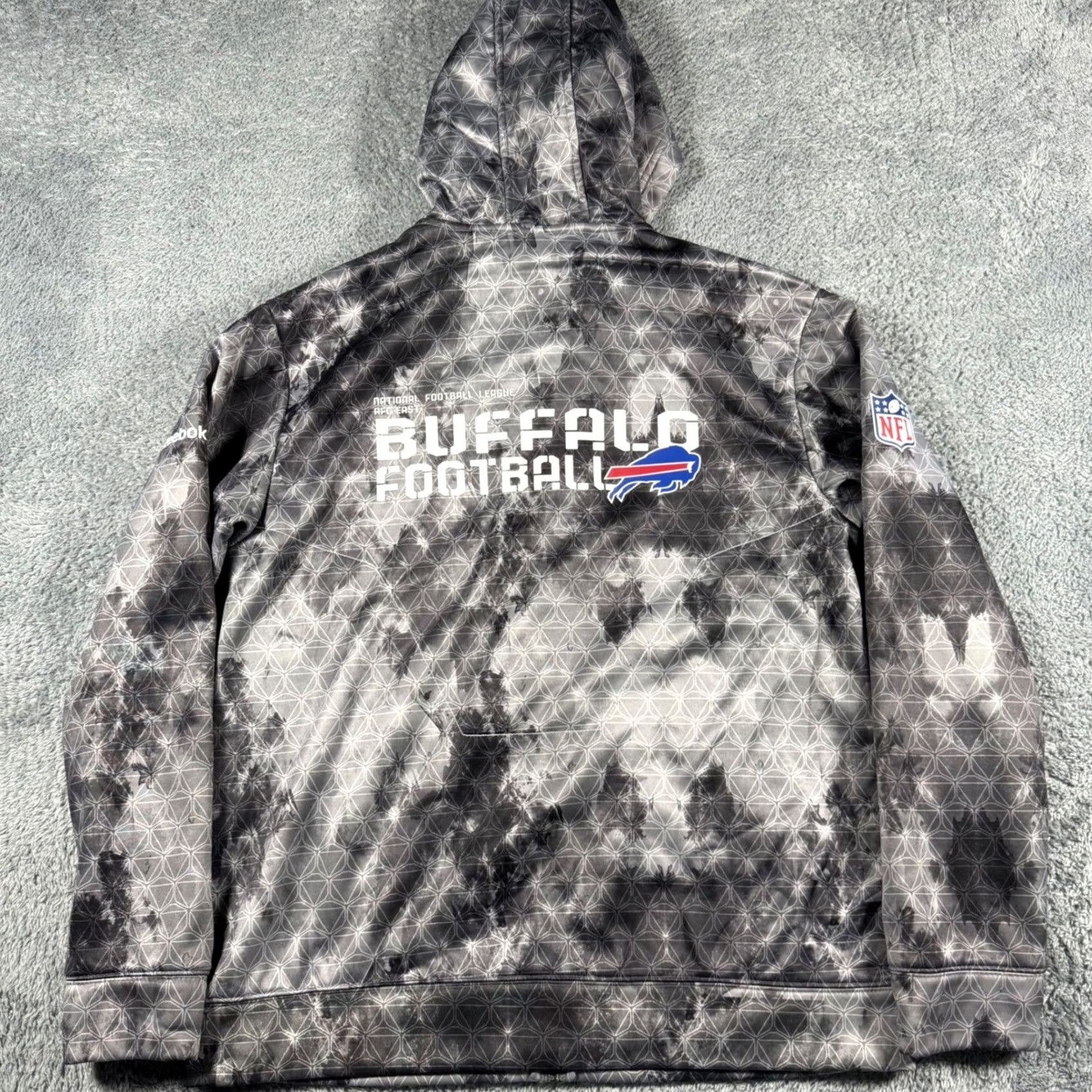 Reebok Reebok Mens Full Zip Hoodie Jacket - Buffalo Bills NFL Onfield Grey Camo AOP Size US M / EU 48-50 / 2 - 4 Thumbnail