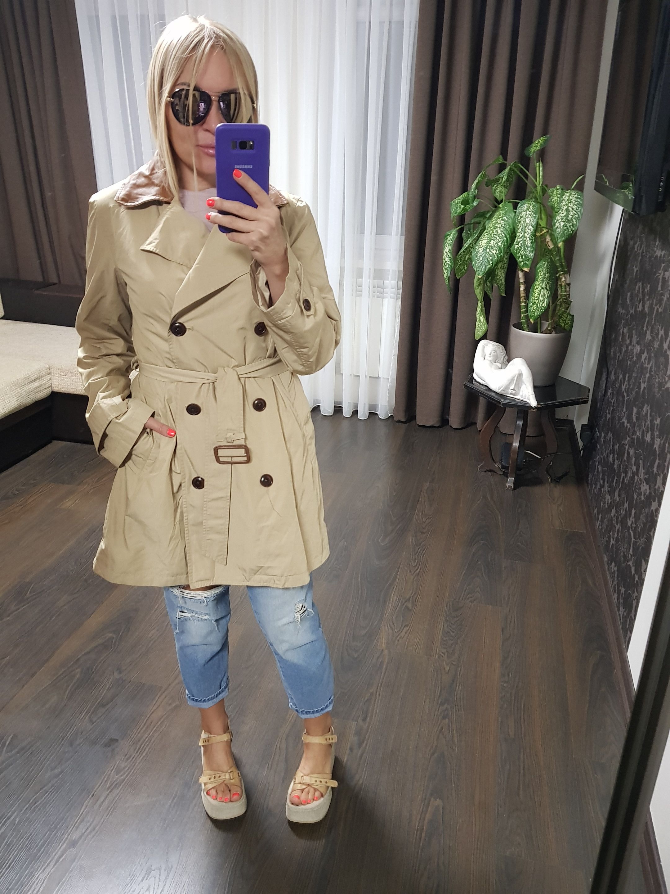 image of Polo Ralph Lauren x Ralph Lauren Ralph Laurent Double Breasted Trench Coat in Beige, Women's (Size 