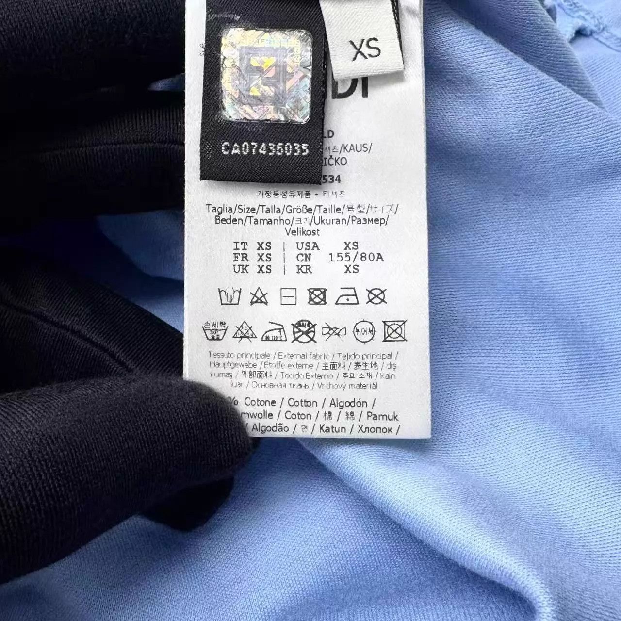 Fendi Fendi light blue FF monogram short sleeve logo collar tee XS Size US XS / EU 42 / 0 - 5 Thumbnail