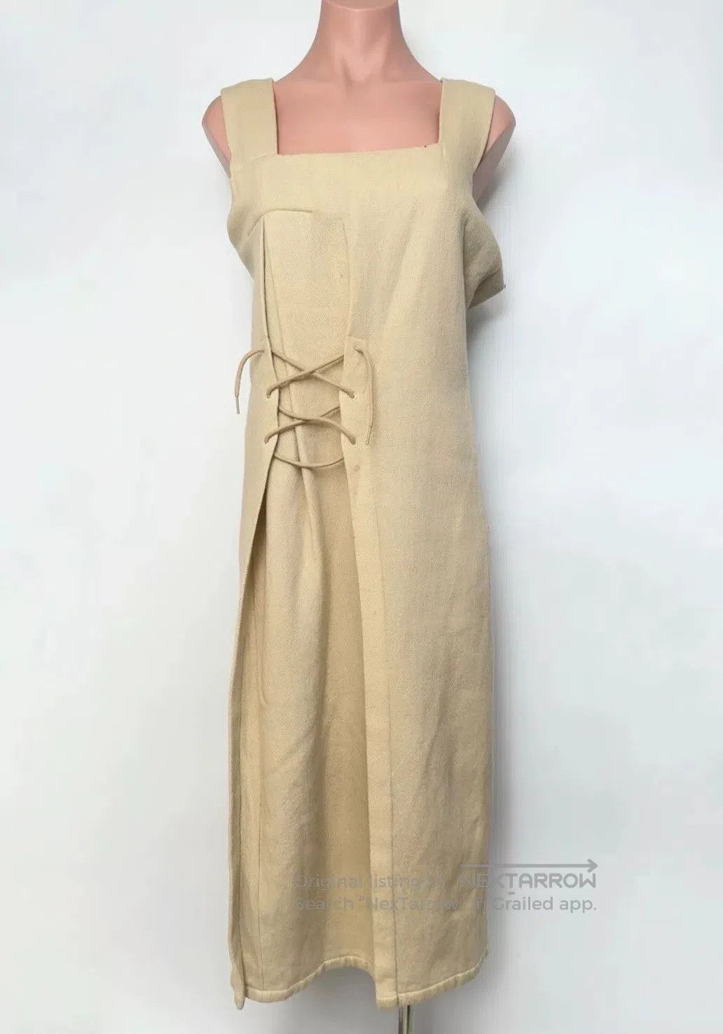 Y's Y's Beige Tie-Front Strap Dress. Size M / US 6-8 / IT 42-44 - 3 Thumbnail