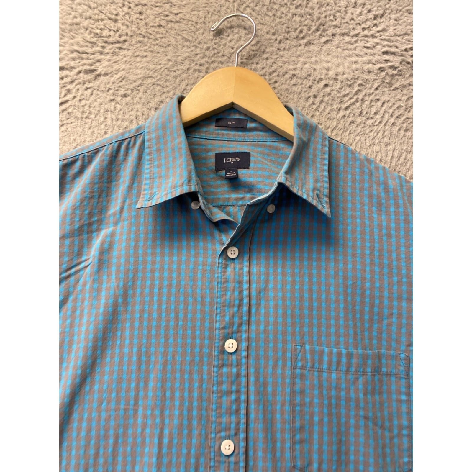 J.Crew VINTAGEJ. Crew Button-Down Shirt Men’s L Turquoise Gray Plaid Slim /0126 Size US L / EU 52-54 / 3 - 3 Thumbnail