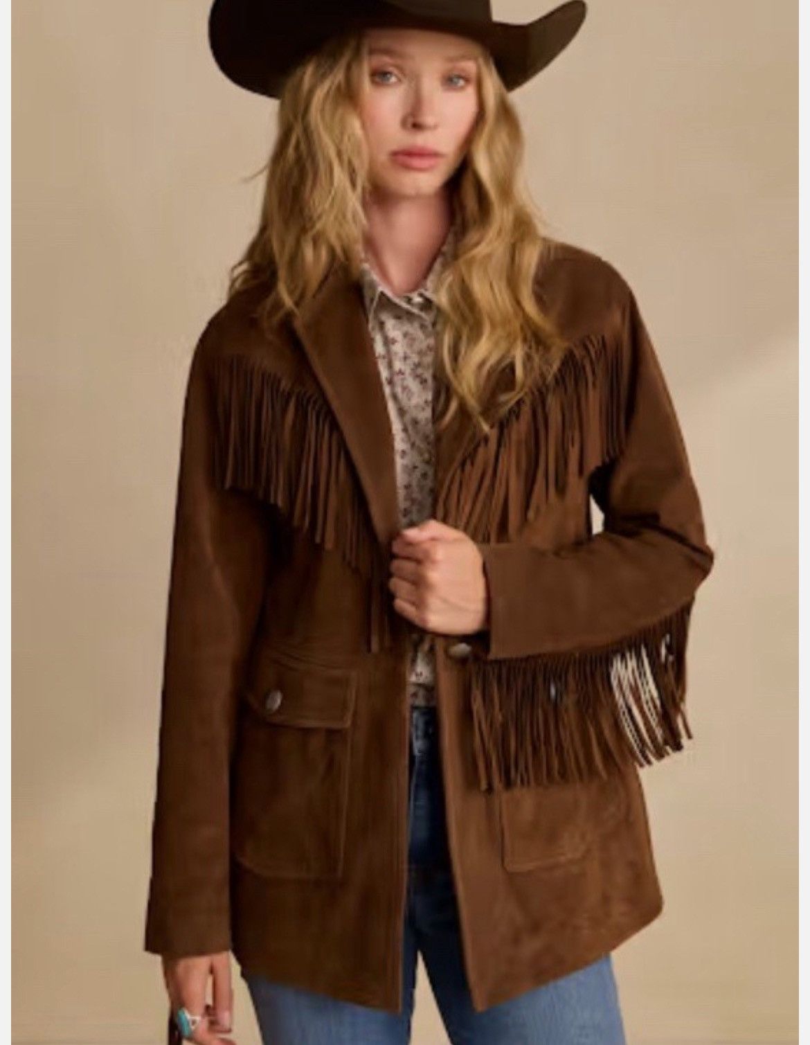 Tecovas Tecovas Women Brown Genuine Suede Leather Western Jacket S Size S / US 4 / IT 40 - 1 Thumbnail