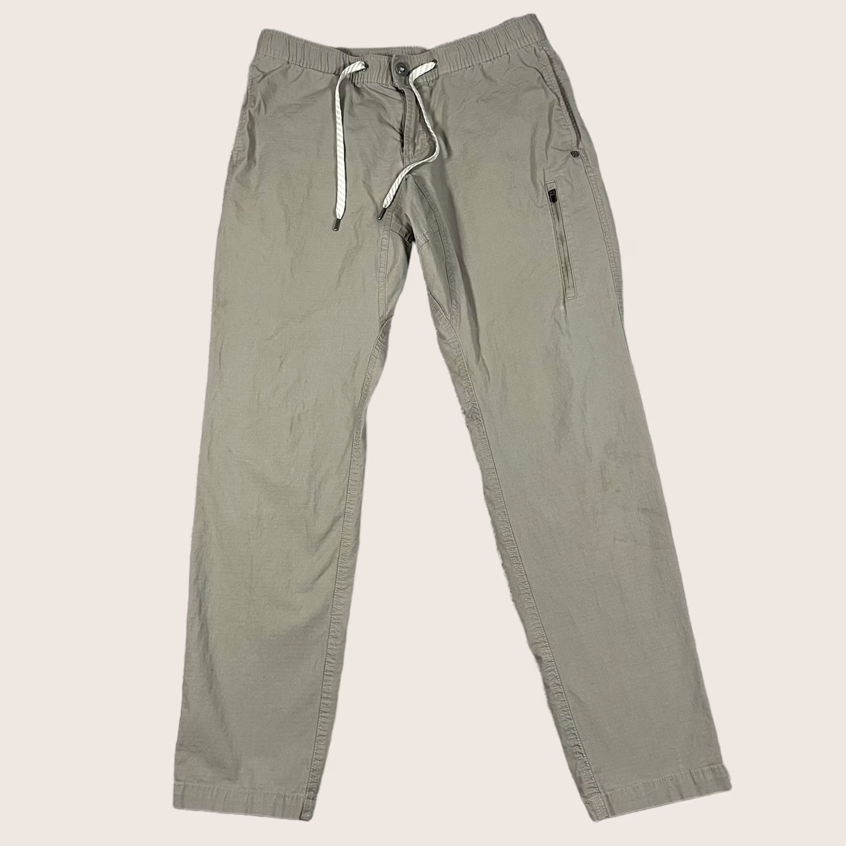 Vuori Vuori Mens L pants Straight Jogger Cotton Spandex Beige Pocket Logo Zipper Adjustable Waist Inseam 30 in Outdoor Casual Workwear Size US 33 - 1 Thumbnail