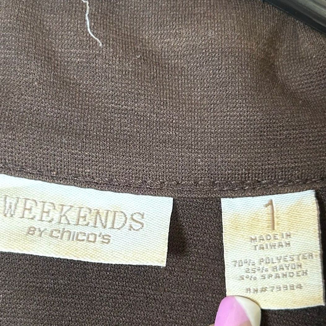 Vintage Chico's The Weekend Womens Jacket Brown Full Zip Long Sleeve Stretch M Jacket Cross-List: Casual Workwear Size M / US 6-8 / IT 42-44 - 5 Thumbnail