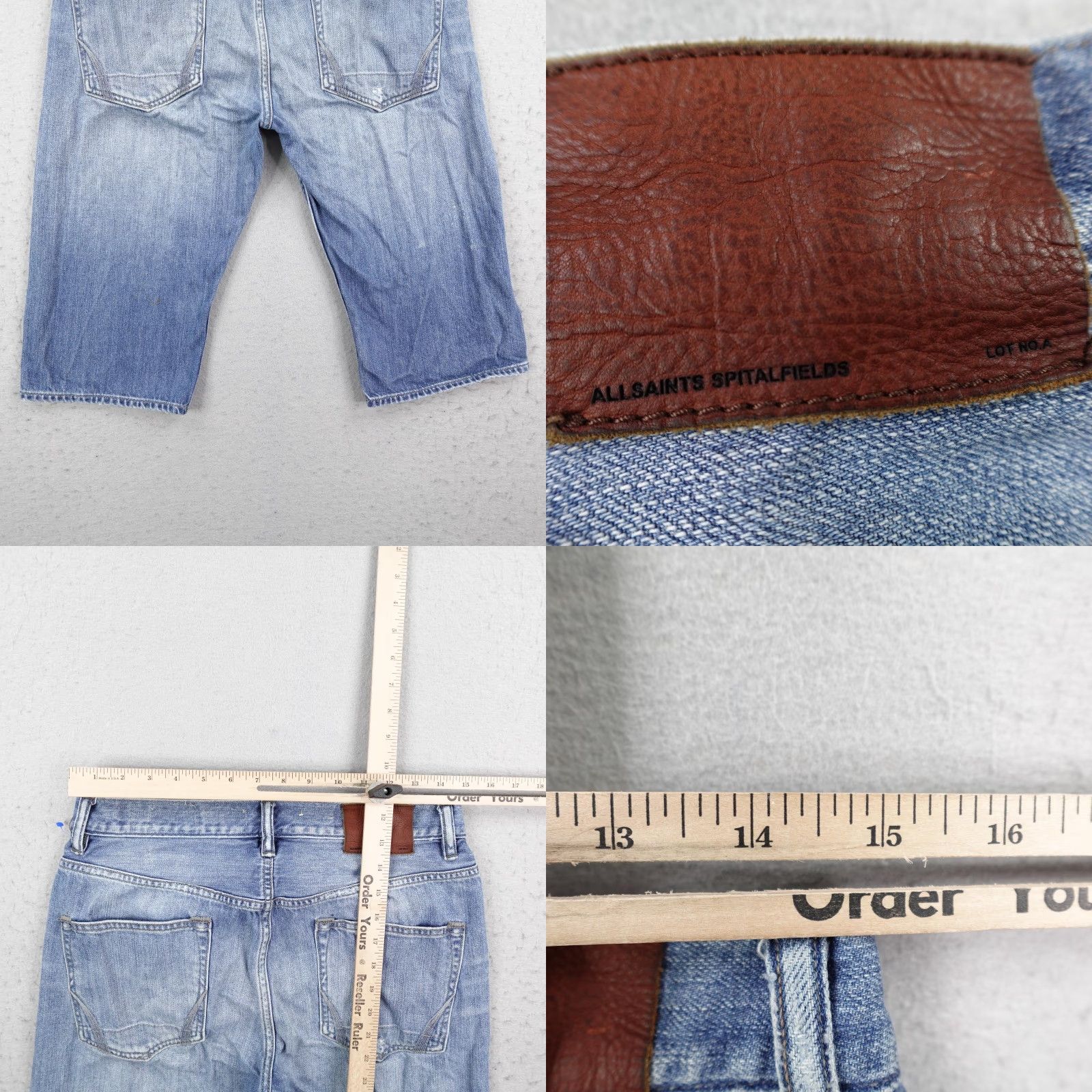 Allsaints All Saints Shorts Mens 30 Blue Denim Damascus Slim Jorts Distressed Button Fly Bermuda Denim Slim Mens 30 Blue Size US 30 / EU 46 - 8 Thumbnail