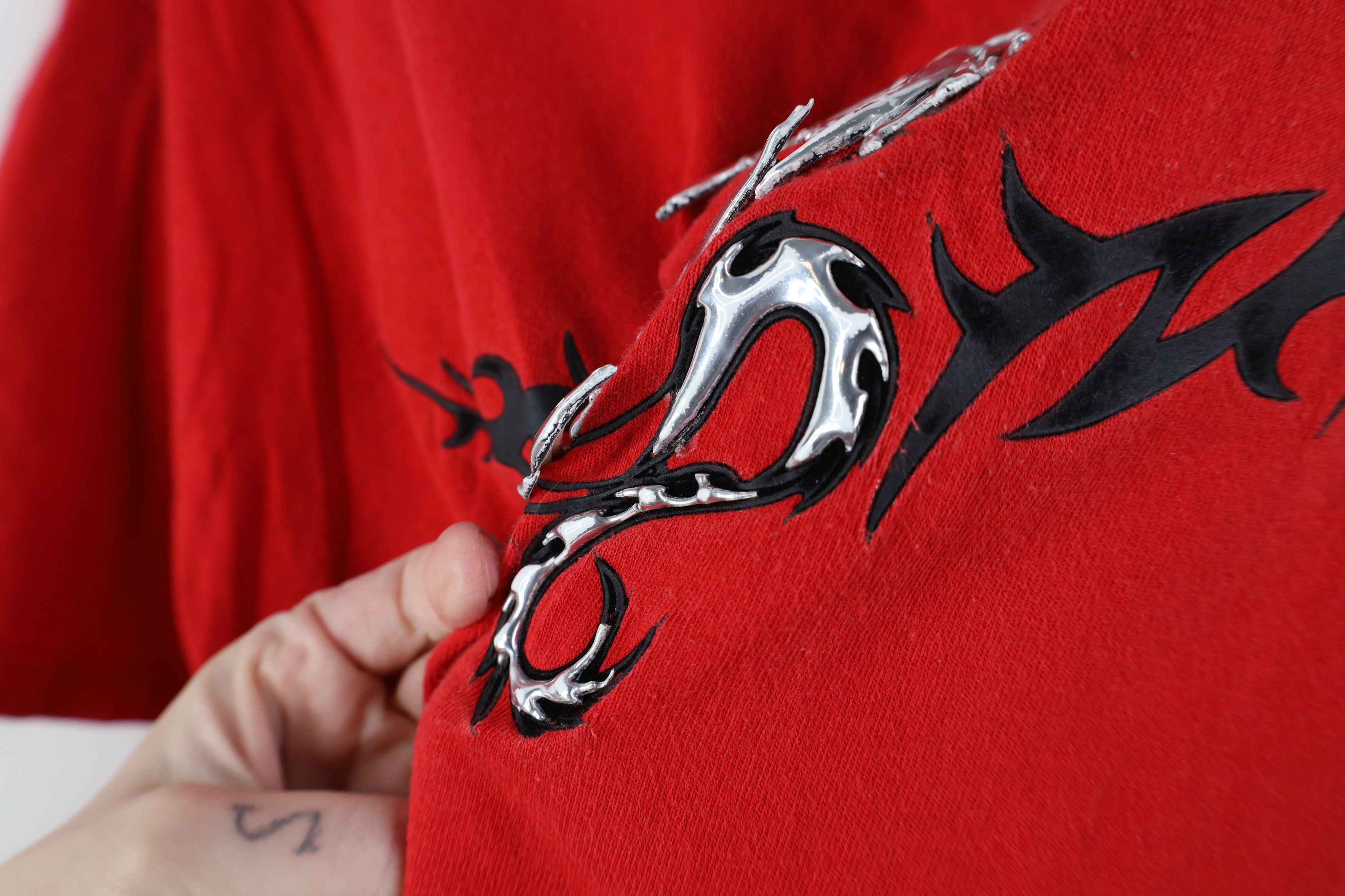 Vintage Vintage 90s Y2K Streetwear Tribal Dragon T-Shirt Red Size US L / EU 52-54 / 3 - 5 Thumbnail