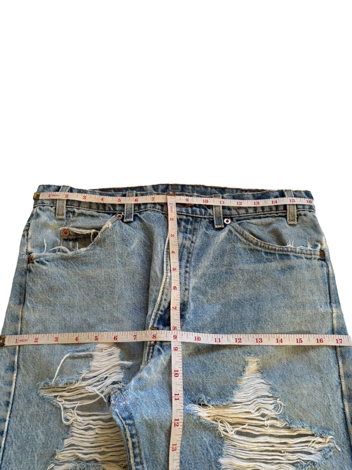 Levi's Vintage 90s Levis 505 Mud Wash Ripped Star Shape Jeans Size US 33 - 12 Thumbnail