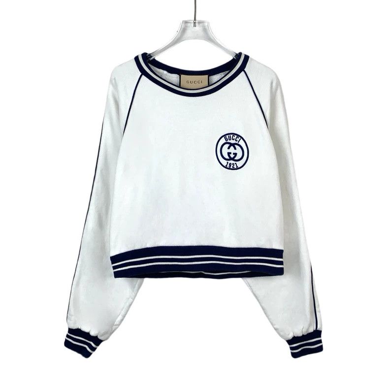 Gucci Gucci White logo embroidered round-neck cotton sweatshirt 2 Size US S / EU 44-46 / 1 - 1 Thumbnail