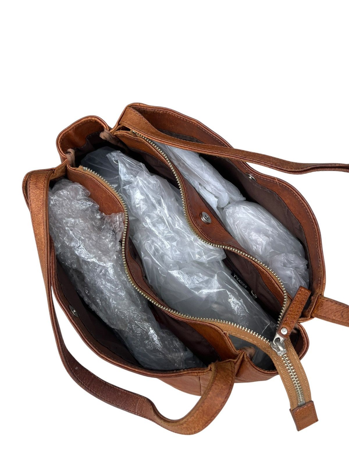 Leather 2000s Yohji Yamamoto Y’saccs Faded Patina Leather Bag Size ONE SIZE - 19 Thumbnail