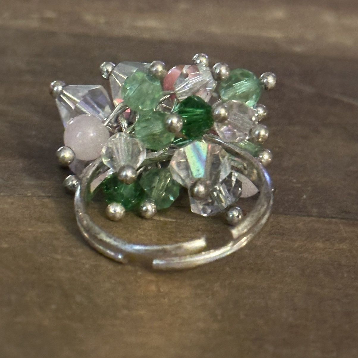 Vintage Vintage silver tone cluster glass bead ring Size ONE SIZE - 7 Thumbnail