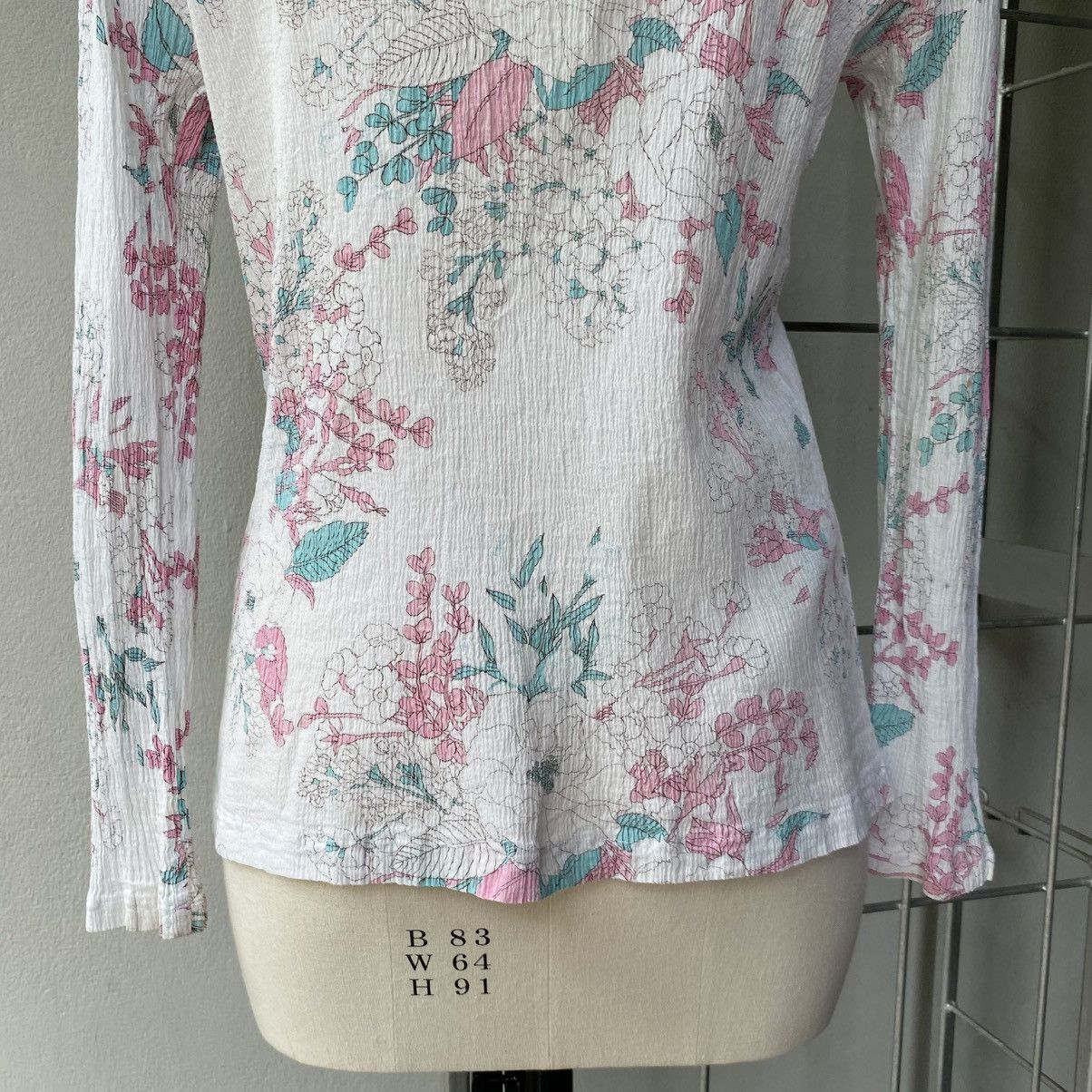Tsumori Chisato Tsumori Chisato White Floral Print Long Sleeve Blouse Size XS / US 0-2 / IT 36-38 - 17 Thumbnail