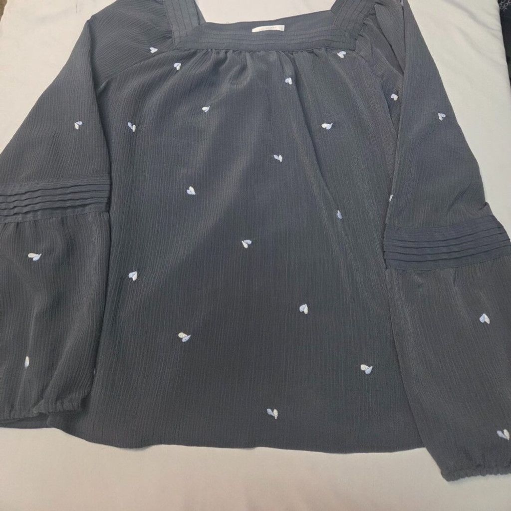 Lauren Conrad Lauren Conrad Blouse Blue W/Hearts Long Sleeve XXL Flowy Size XXL / US 16-18 / IT 52-54 - 6 Thumbnail