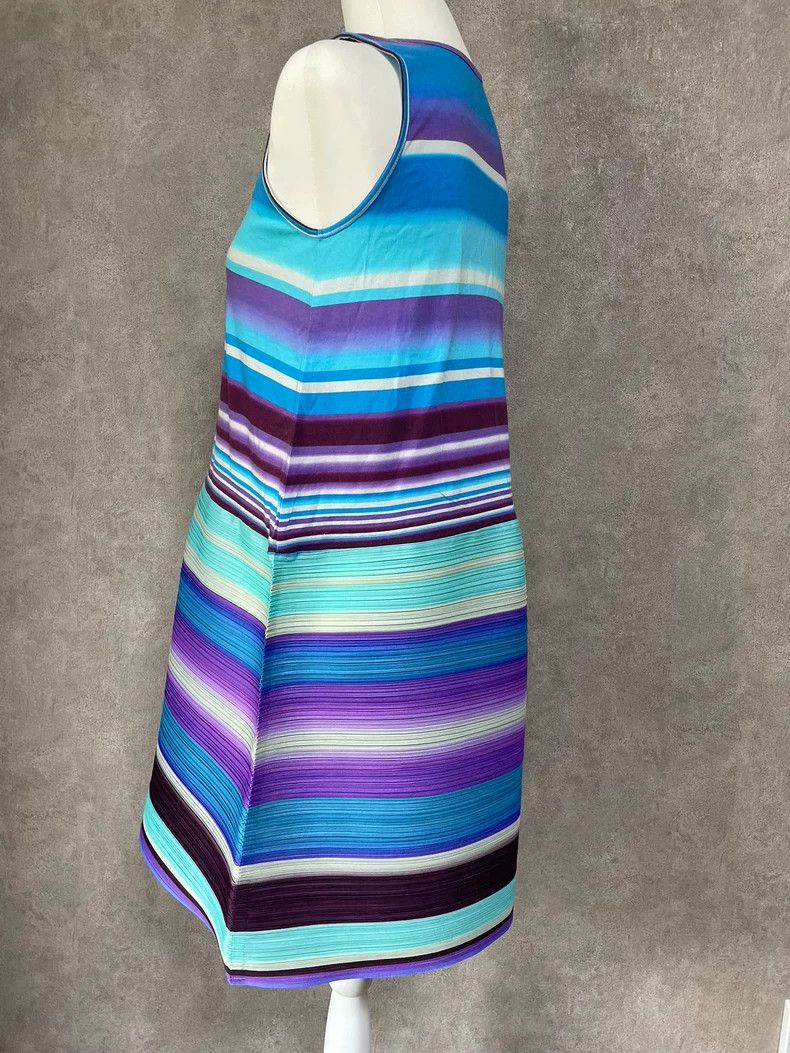 Issey Miyake Issey Miyake size:3 Blue and purple horizontal stripe dres Size XS / US 0-2 / IT 36-38 - 2 Thumbnail