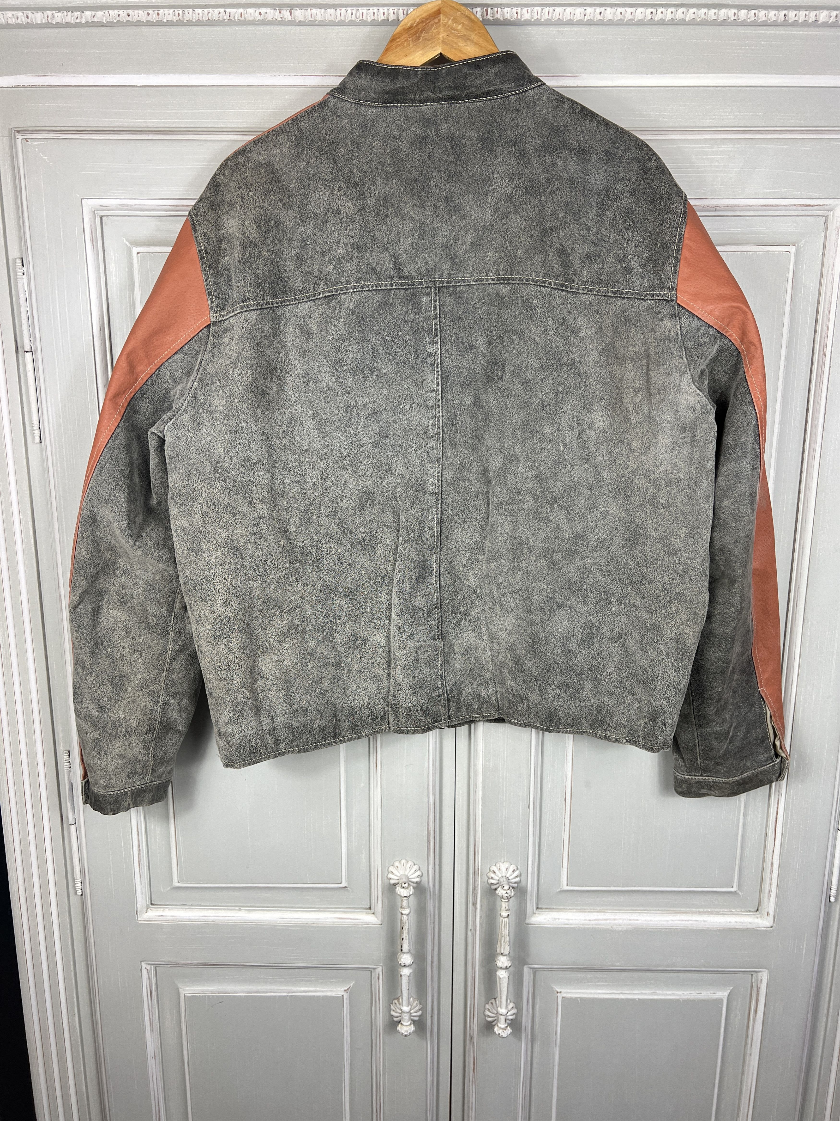 Tom Tailor TOM TAILOR LEATHER MOTO JACKET GRAY ORANGE SIZE L Size US L / EU 52-54 / 3 - 7 Thumbnail