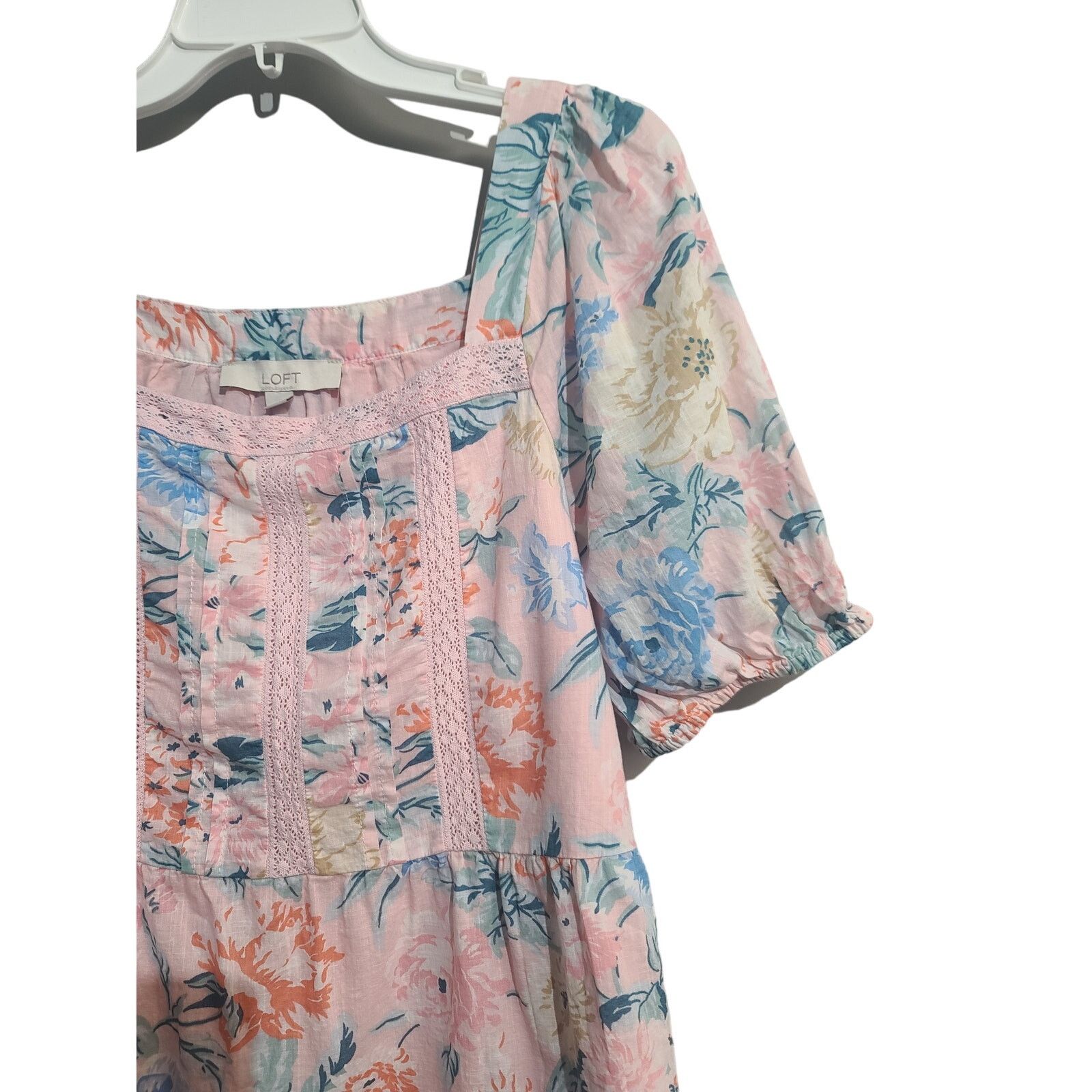 Loft LOFT Garden Lacy Tiered Square Neck Top Size L / US 10 / IT 46 - 5 Thumbnail