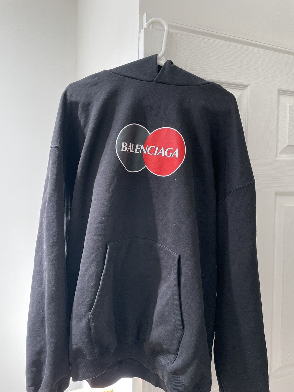 image of Balenciaga Oversized Mastercard Hoodie in Black, Men's (Size Small)