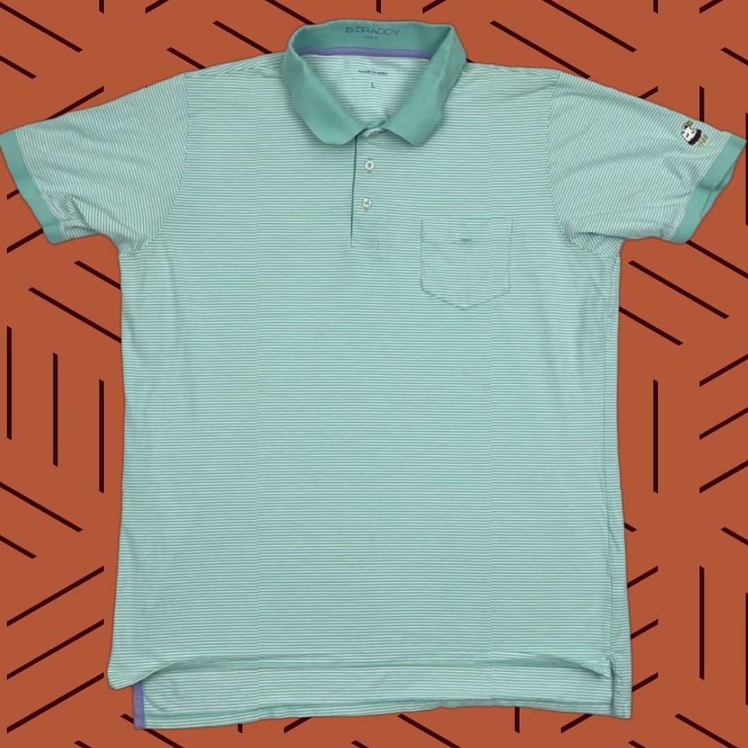 Vintage VINTAGE B. Draddy Polo Shirt Mens L Green Striped Rehoboth Beach Golf Performance Sport Size US L / EU 52-54 / 3 - 1 Thumbnail