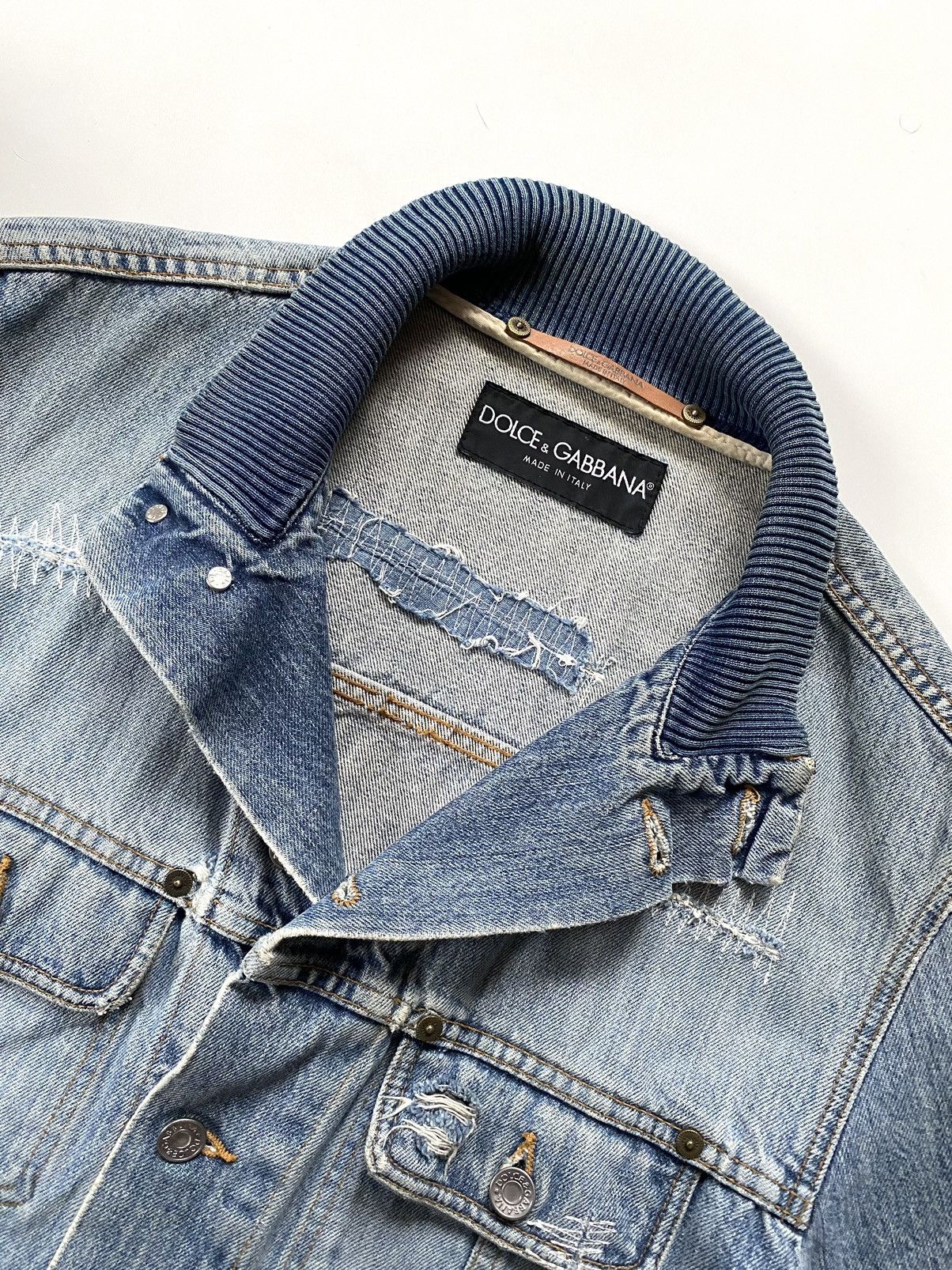 Dolce & Gabbana 00s Dolce&Gabbana Washed Denim Distressed Jacket Size US L / EU 52-54 / 3 - 11 Thumbnail