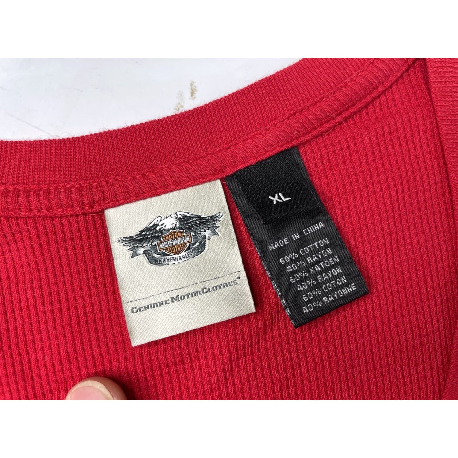 Harley Davidson Harley-Davidson Shirt Women’s XL Red Thermal Waffle Knit Long Sleeve Crew Neck T-Shirt Casual Logo Graphic Size XL / US 12-14 / IT 48-50 - 3 Thumbnail